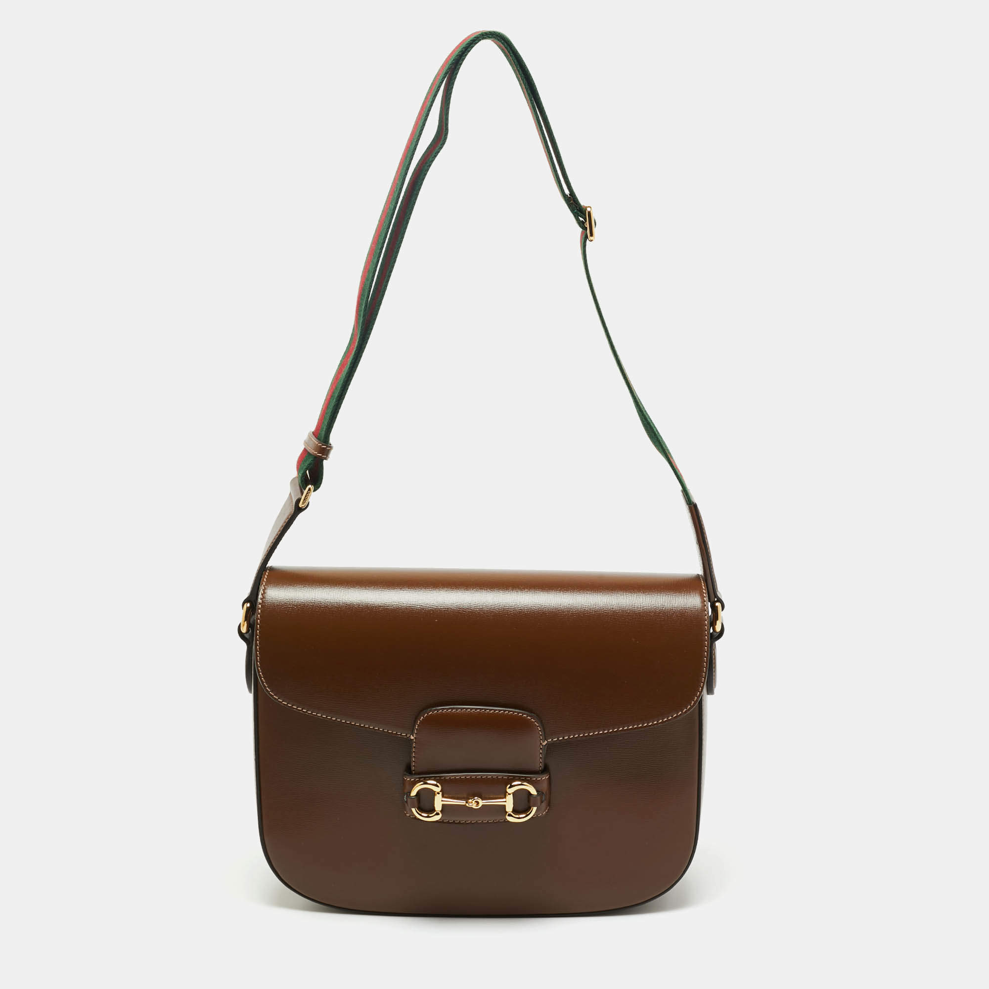 Pre Owned Gucci Brown Leather Horsebit 1955 Shoulder Bag