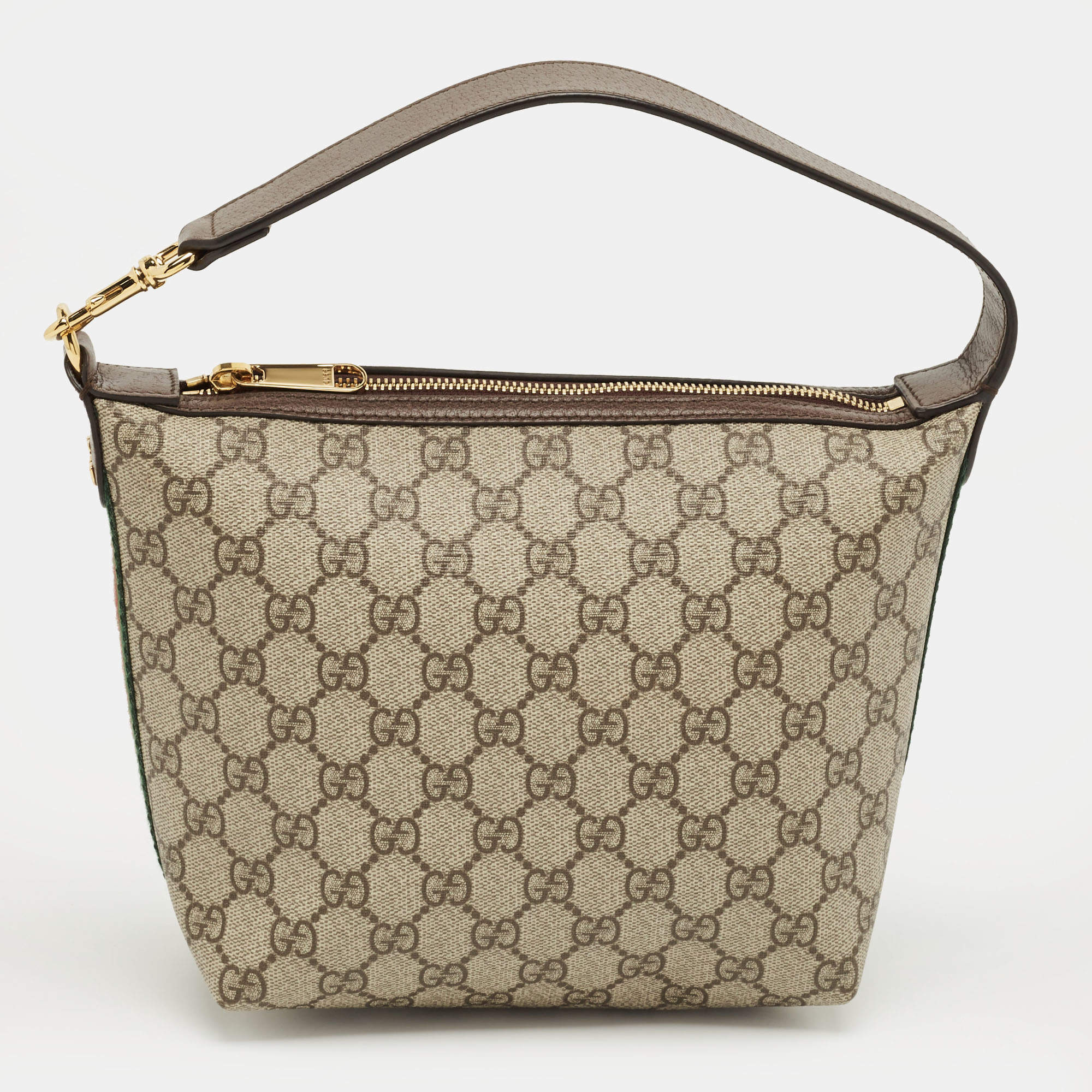 Pre Owned Gucci Beige/Brown GG Supreme Canvas and Leather Ophidia Bag