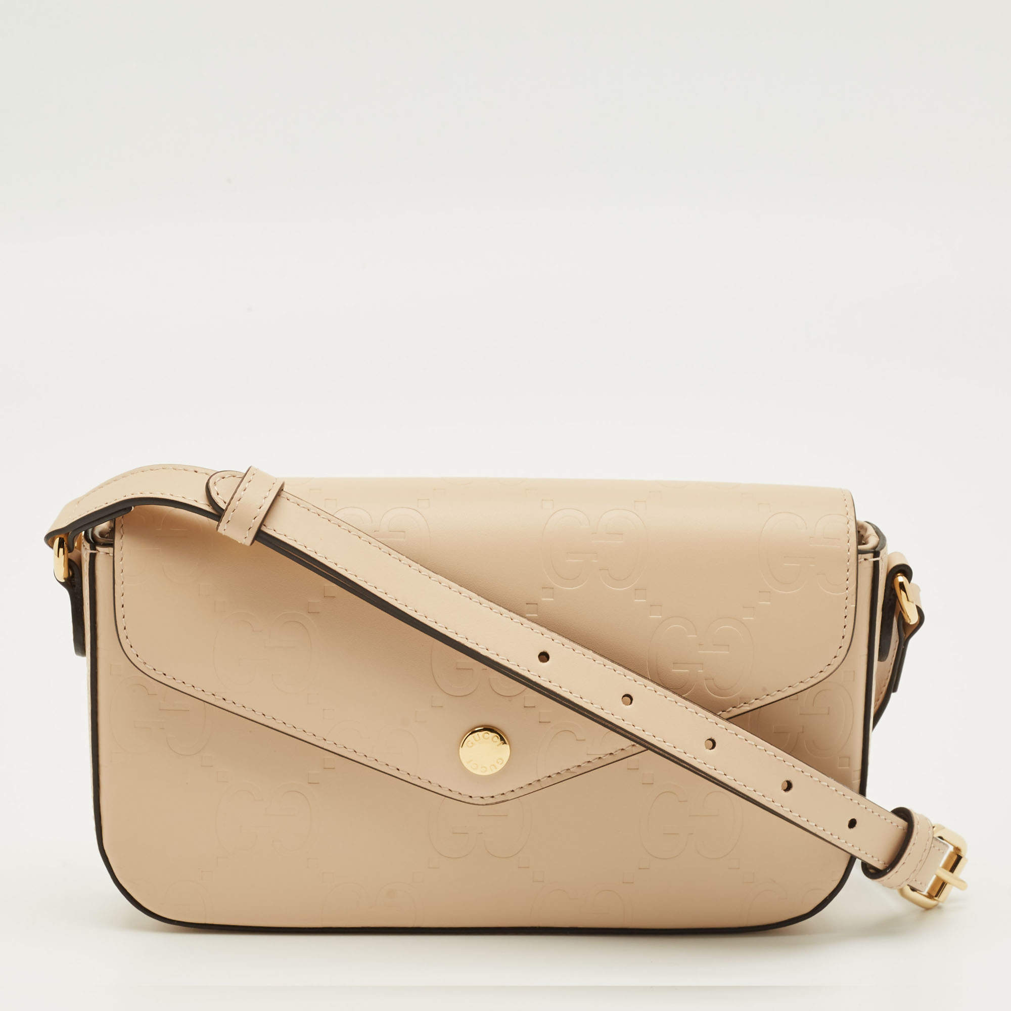 Pre Owned Gucci Beige Jumbo GG Leather Super Mini Shoulder Bag