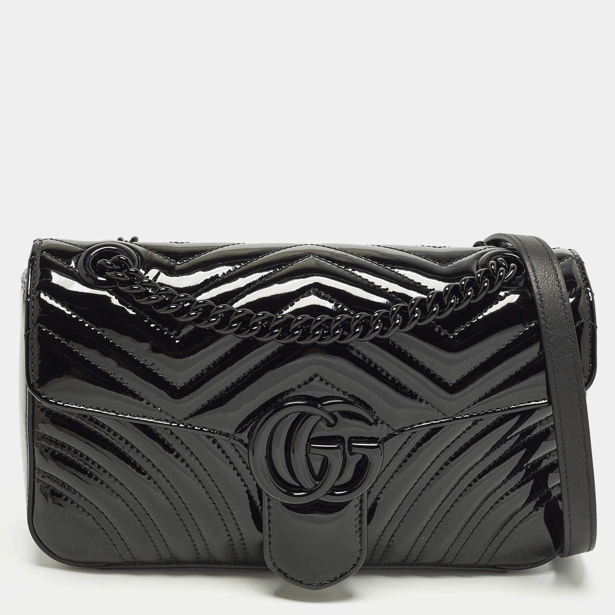 Pre Owned حقيبة كتف غوتشي جي جي مارمونت جلد ماتيلس أوف وايت صغيرة