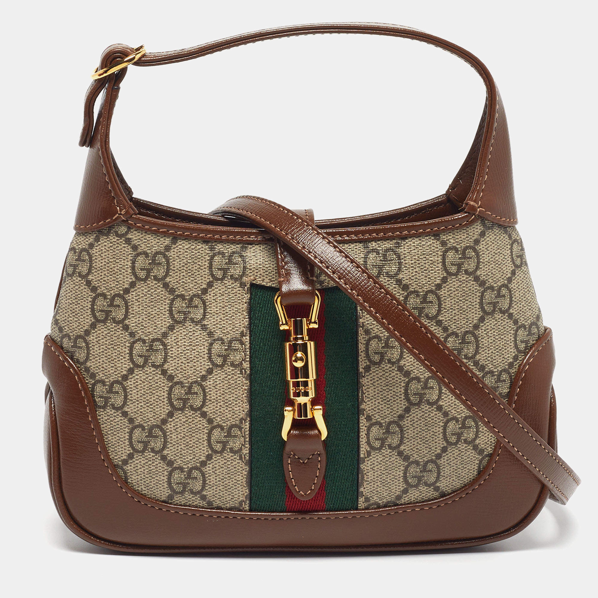 مملوكة مسبقًا Gucci Jackie 1961 Mini Beige/Brown GG Supreme Canvas and Leather Shoulder Bag