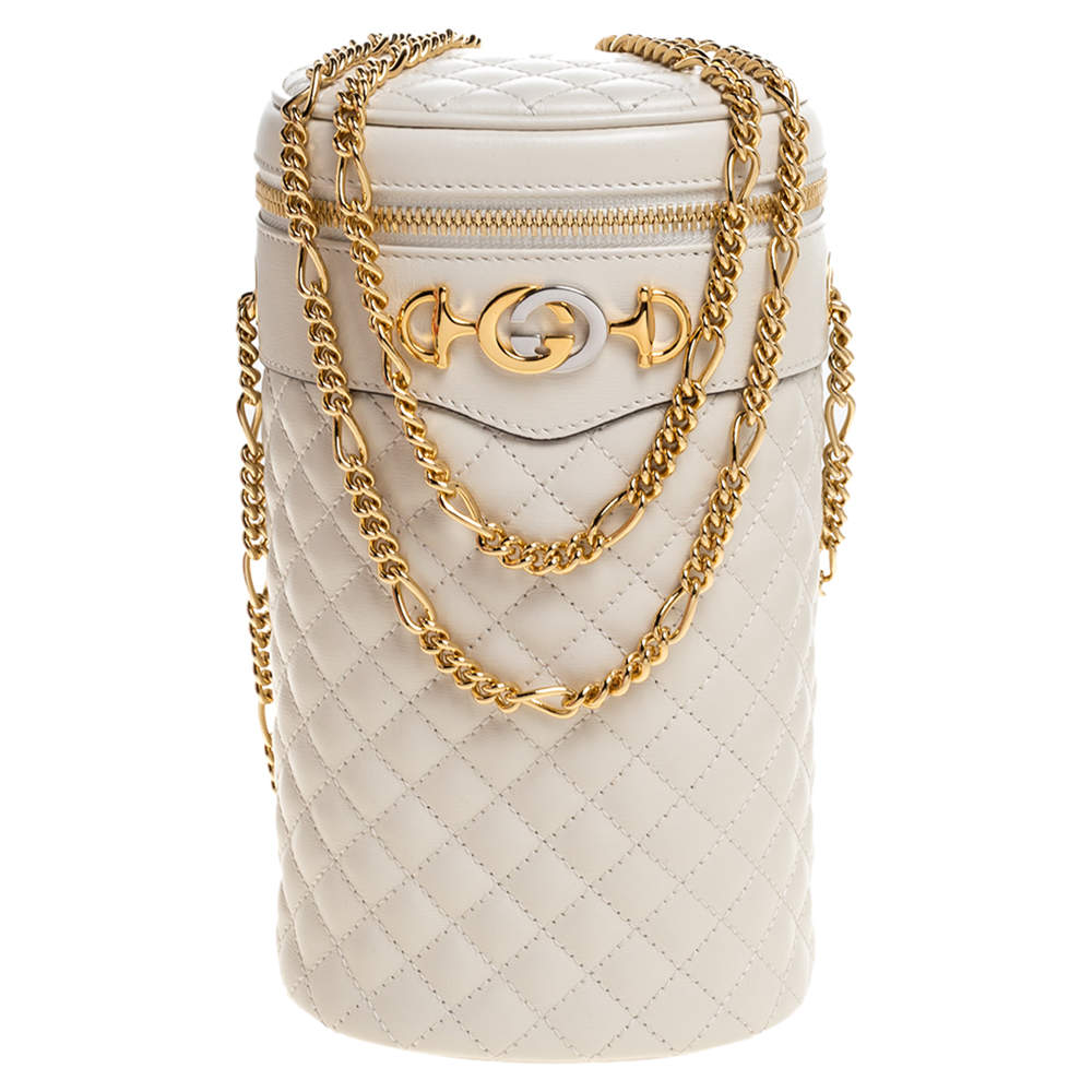 Pre Owned Gucci White Quilted Leather Trapuntata Convertible Belt Bag
