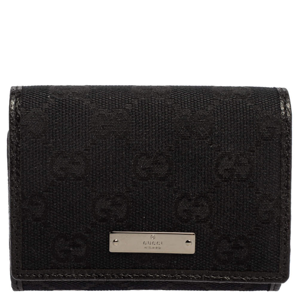 Gucci Black GG Canvas Flap Card Holder