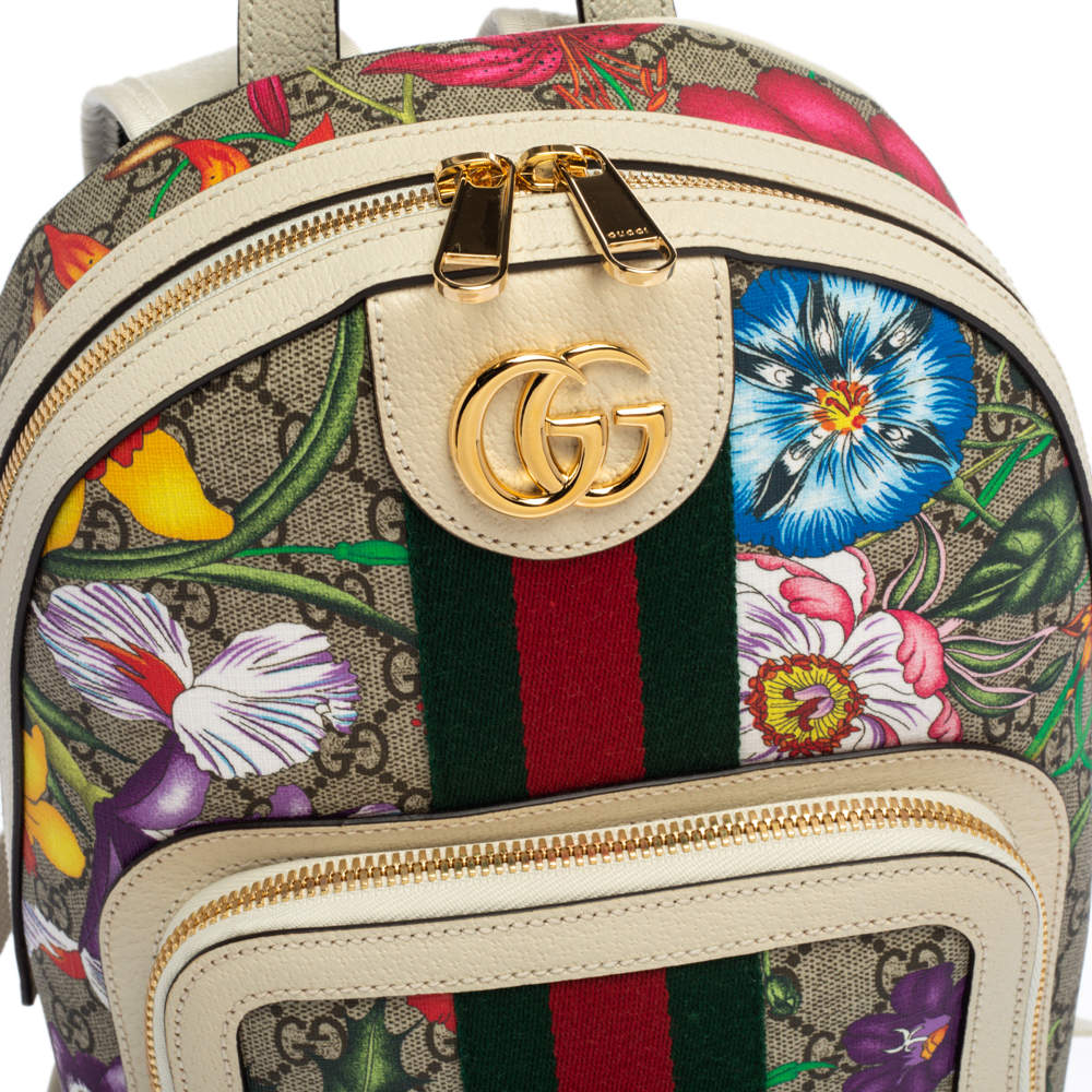 Gucci Ophidia Gg Flora Small Backpack In White/gg Supreme Flora, ModeSens