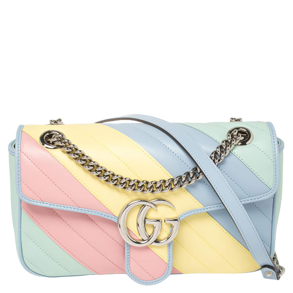Gucci Pastel Multicolor Matelasse Leather GG Marmont Shoulder Bag