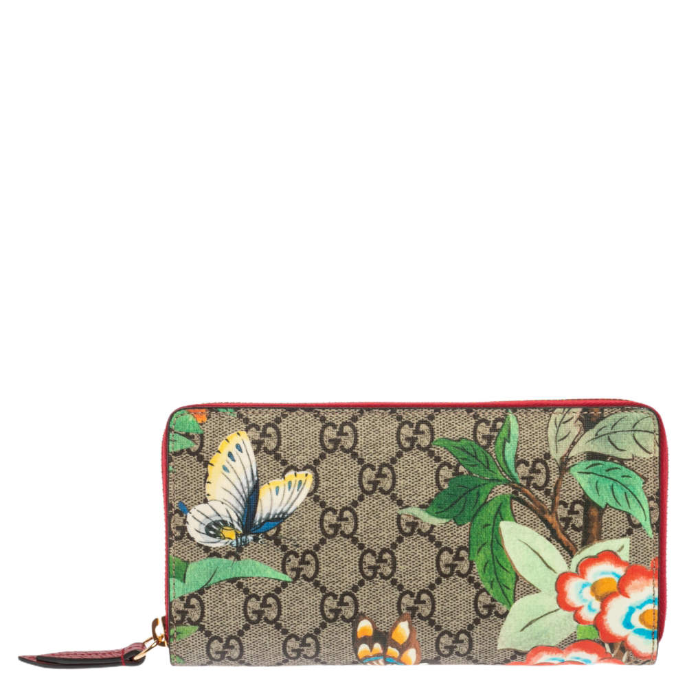 مملوكة مسبقًا محفظة غوتشي سحاب ملتف بلومز كانفاس سو بريم GG بيج