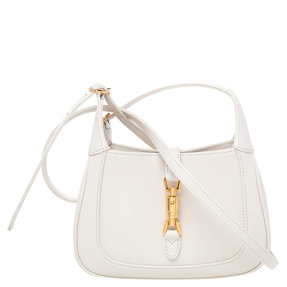 Pre Owned Gucci White Leather Mini Jackie 1961 Shoulder Bag