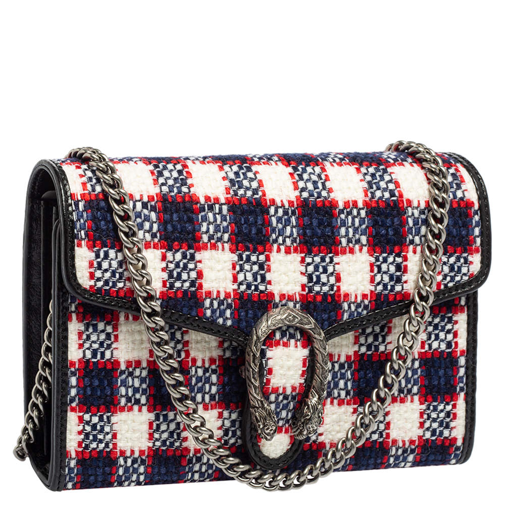 Gucci Multicolor Check Tweed and Leather Mini Dionysus Shoulder Bag Gucci