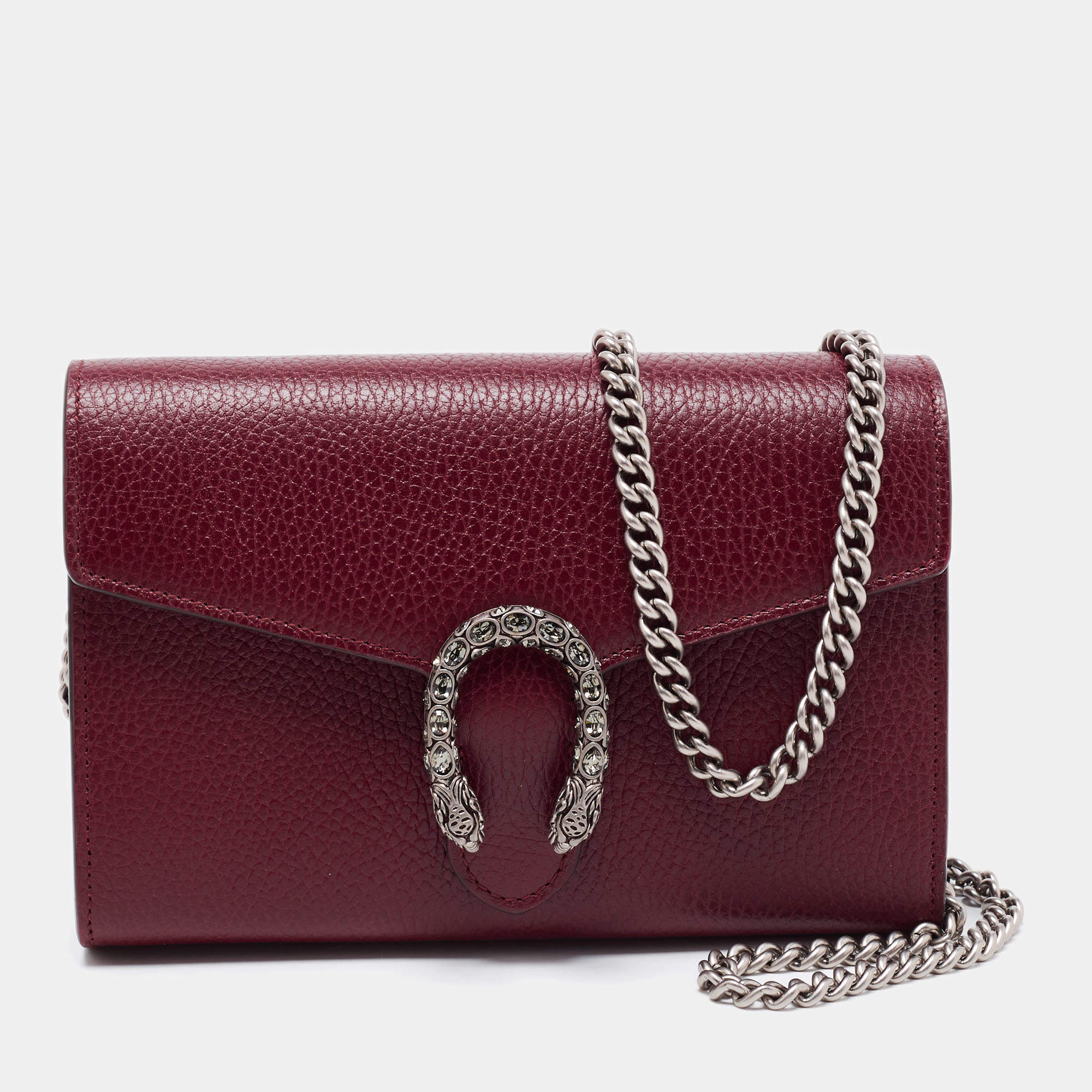 مملوكة مسبقًا Gucci Dark Red Leather Dionysus Wallet On Chain