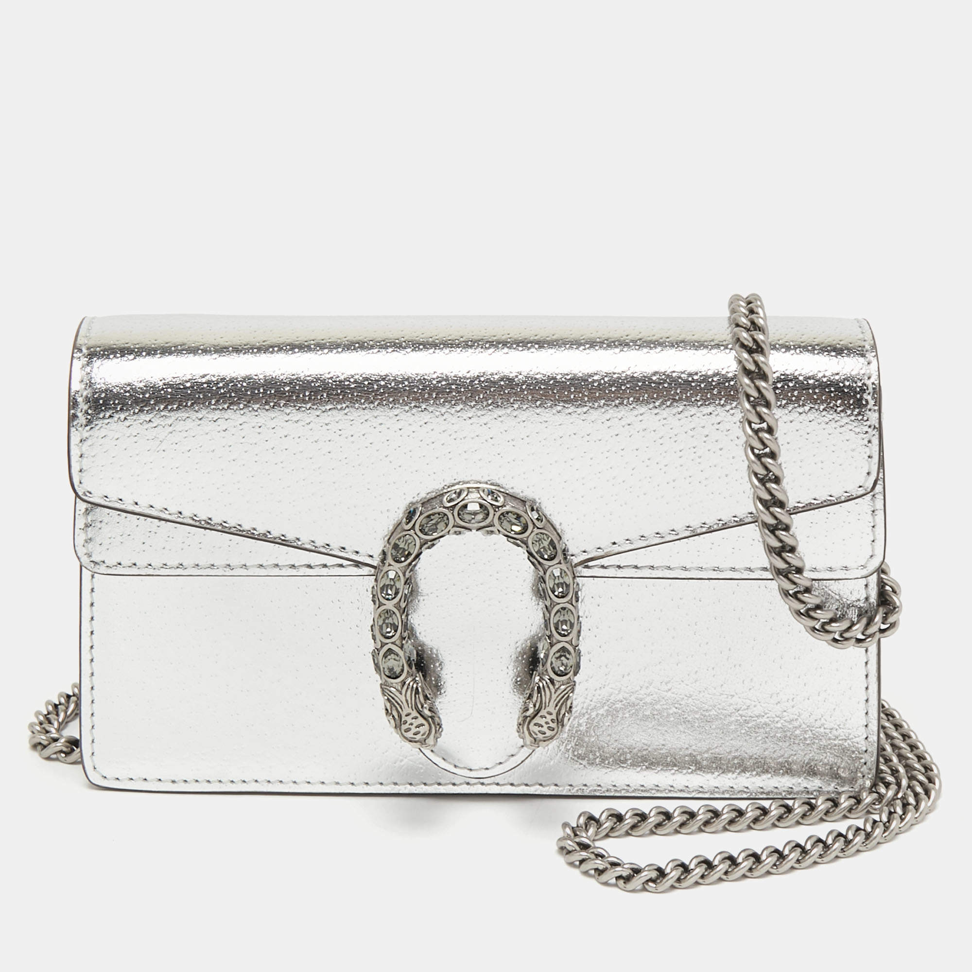 Dionysus Super Mini Crossbody Bag in Silver - Gucci