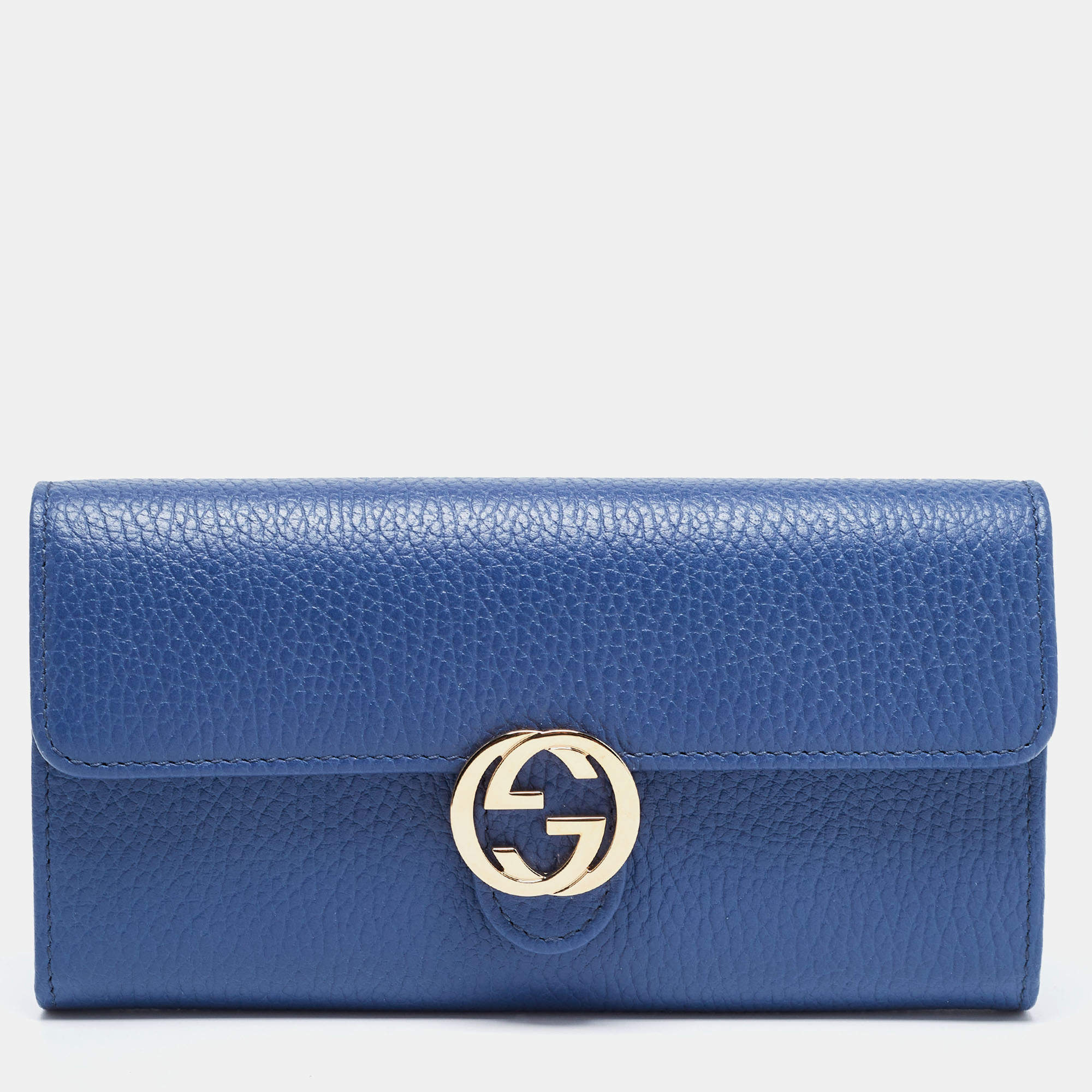 Gucci Blue Leather Interlocking G Continental Wallet