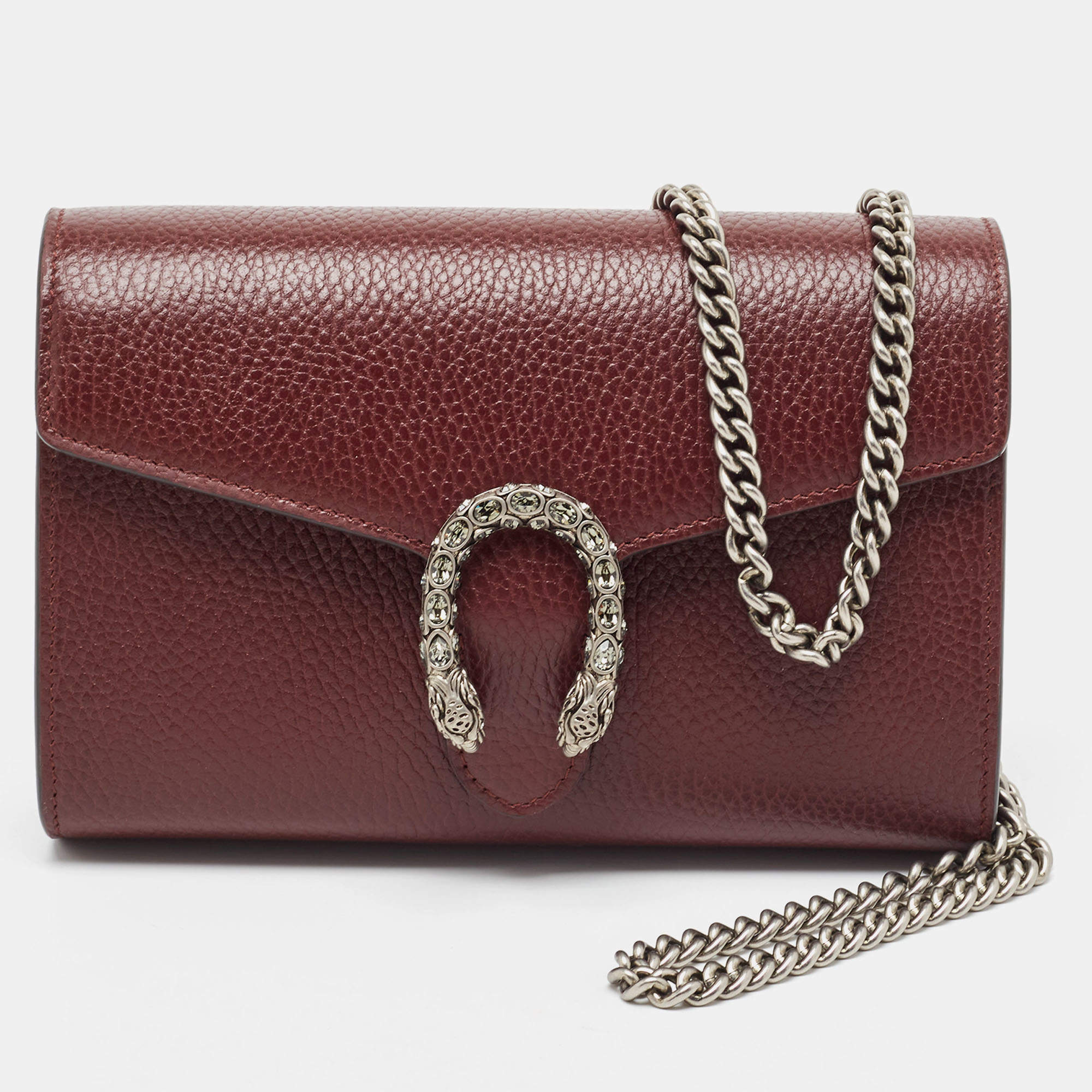 Gucci Burgundy Leather Mini Dionysus Shoulder Bag
