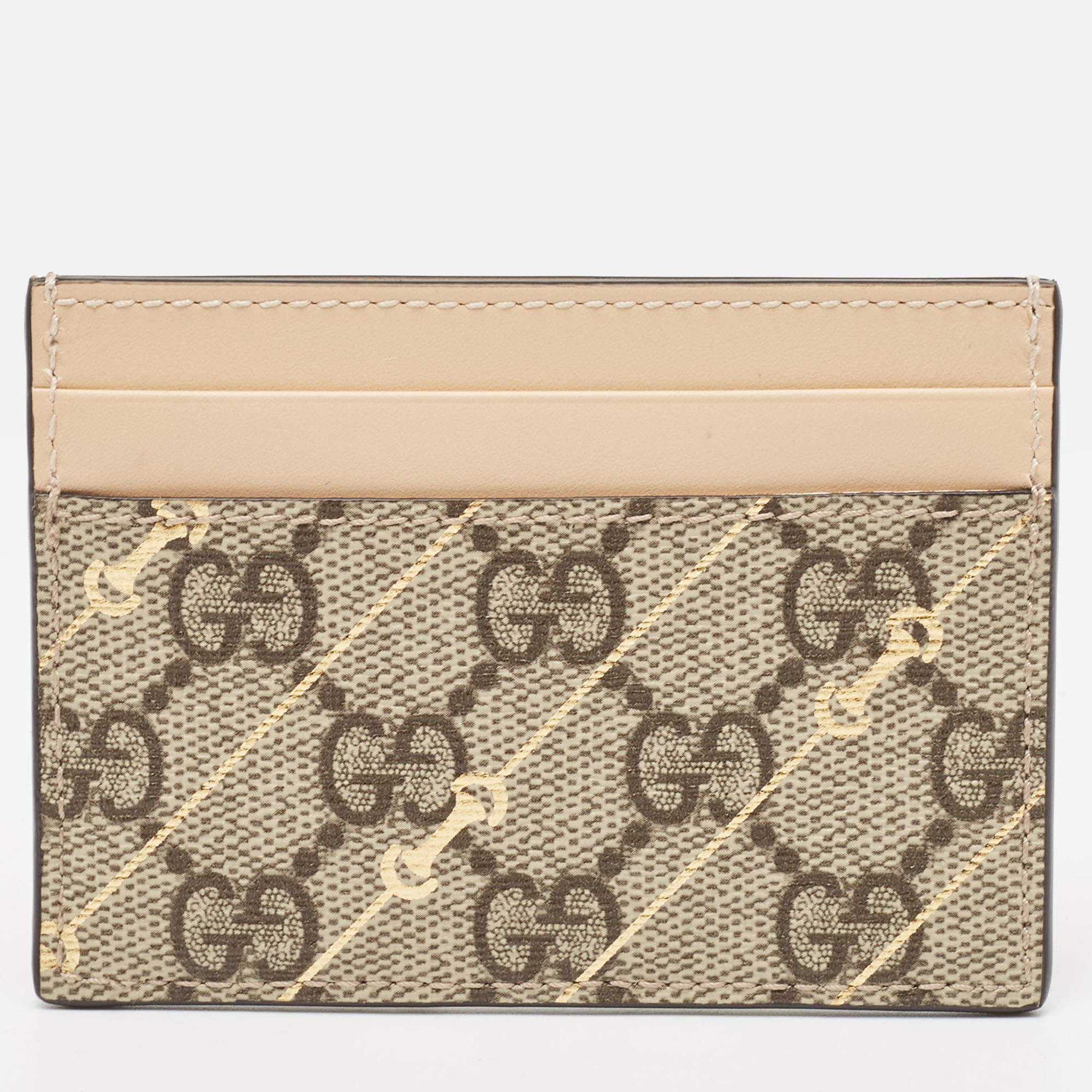 Gucci Brown/Beige GG Supreme Canvas and Leather Card Holder