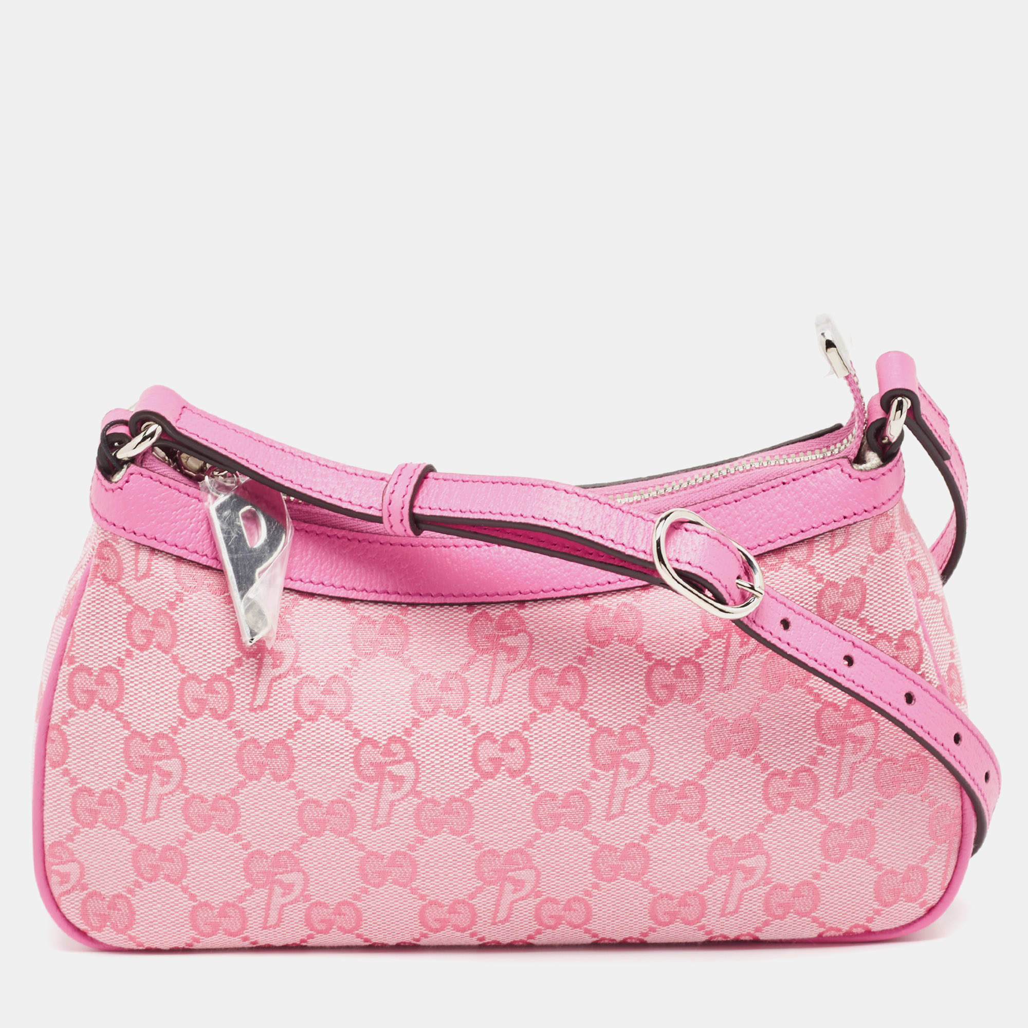 Pre Owned Gucci x Palace Pink GG-P Canvas Half-Moon Mini Bag