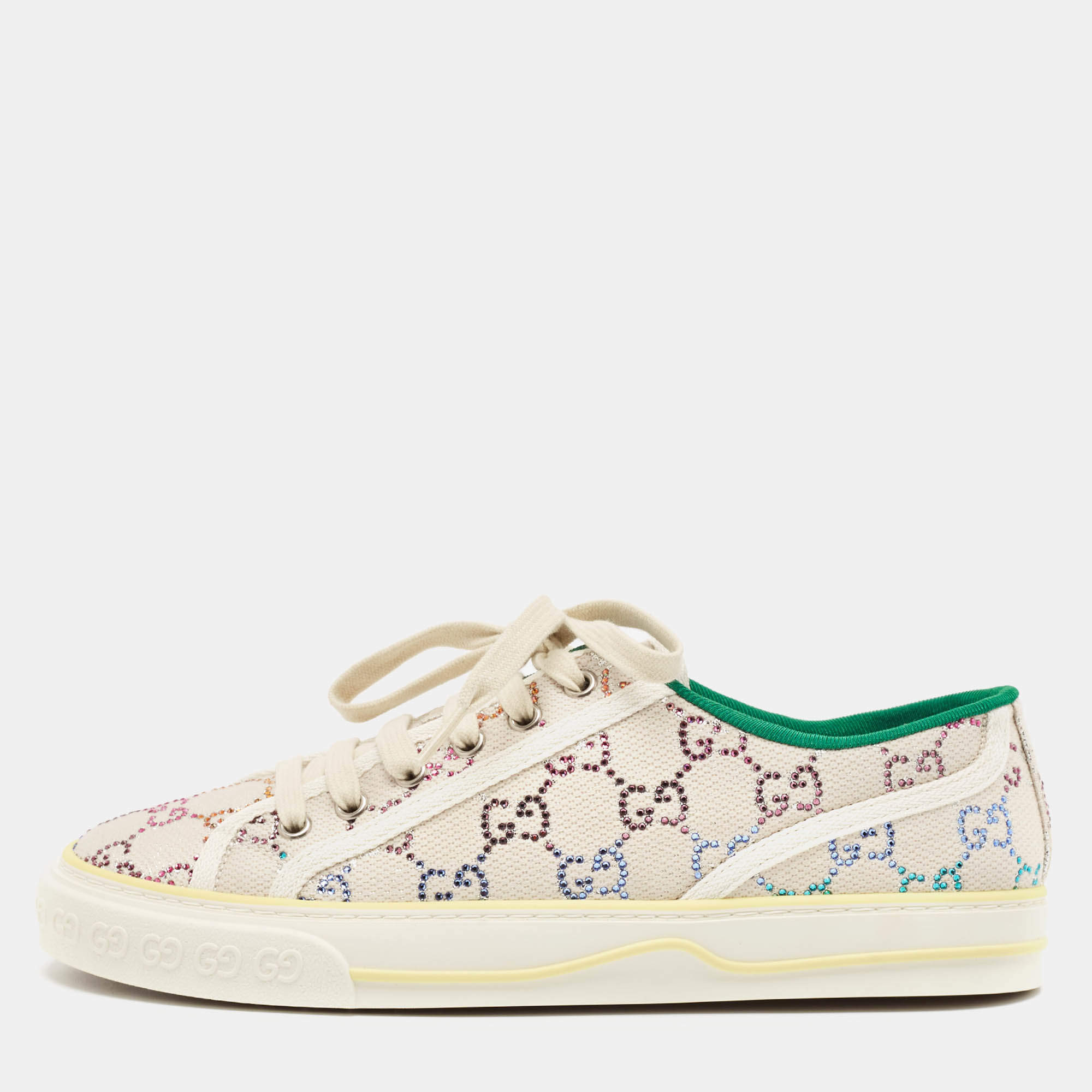 Gucci Multicolor Crystal GG Canvas Tennis 1977 Sneakers Size 40