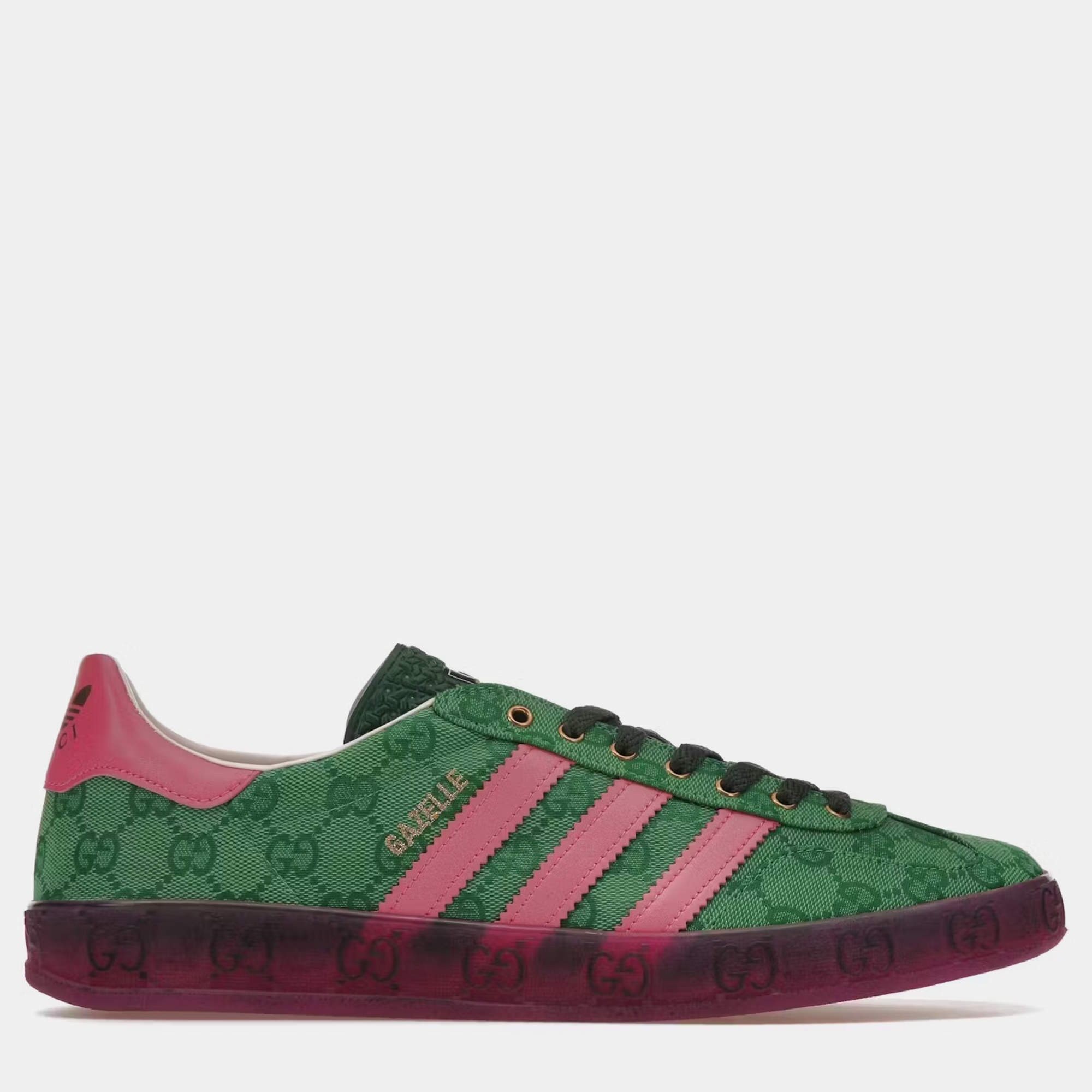 Gucci X Adidas Green/Pink GG Monogram Leather Gazelle EU 38