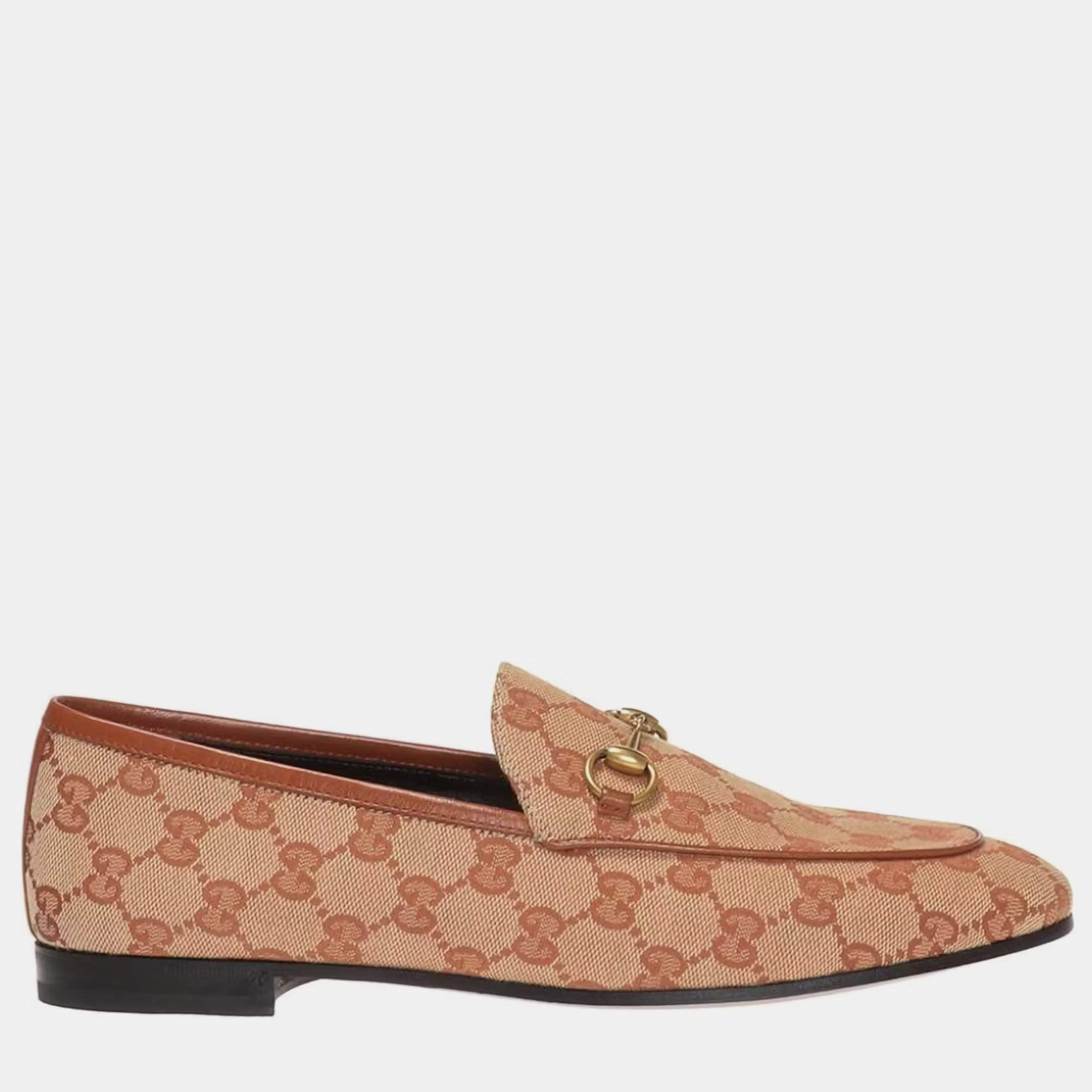 Gucci Brown GG Supreme Canvas Jordaan Loafers EU 37