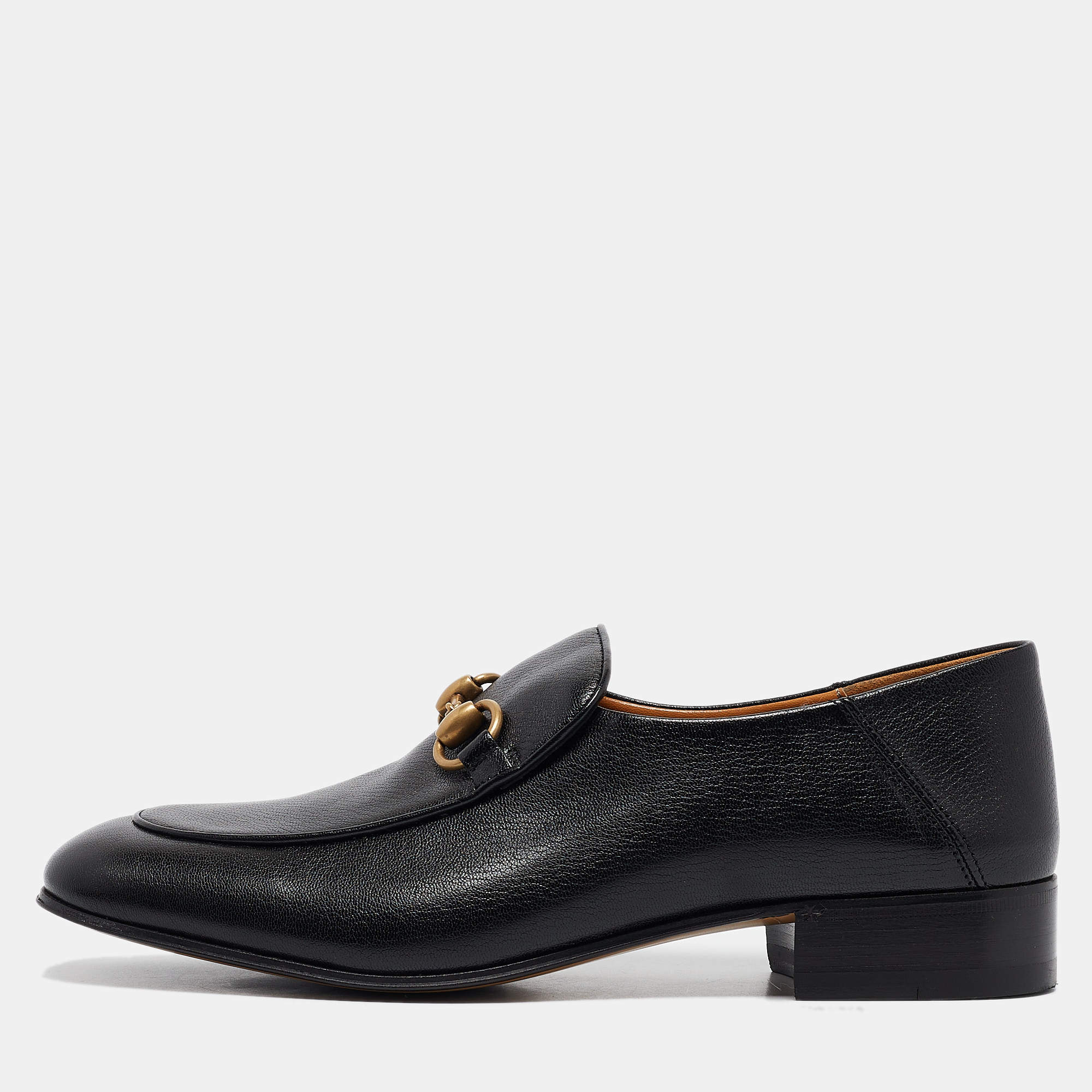 Gucci Black Leather Horsebit Foldable Loafers Size 39.5