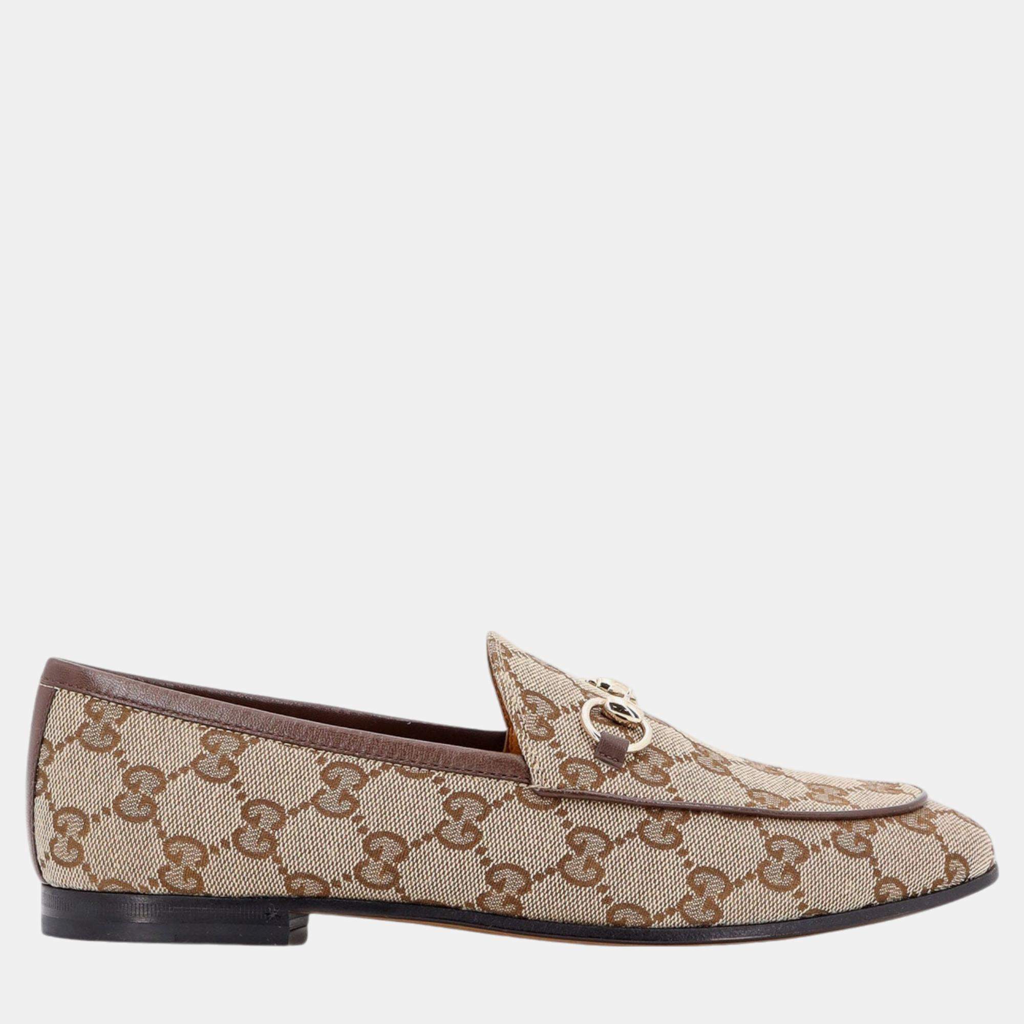 Gucci Beige GG Jordaan Loafers EU 36