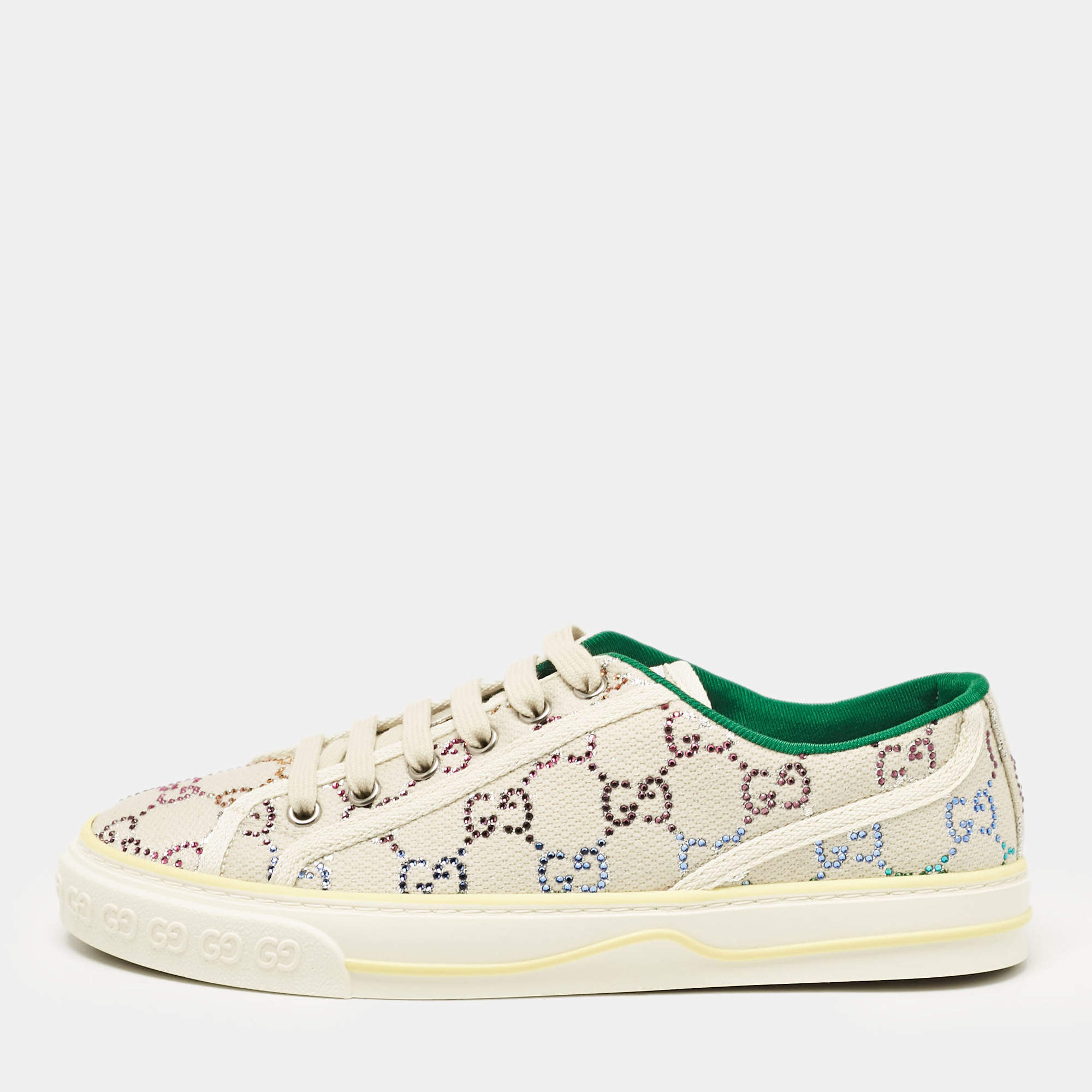 Gucci Multicolor Crystal GG Canvas Tennis 1977 Sneakers Size 38.5