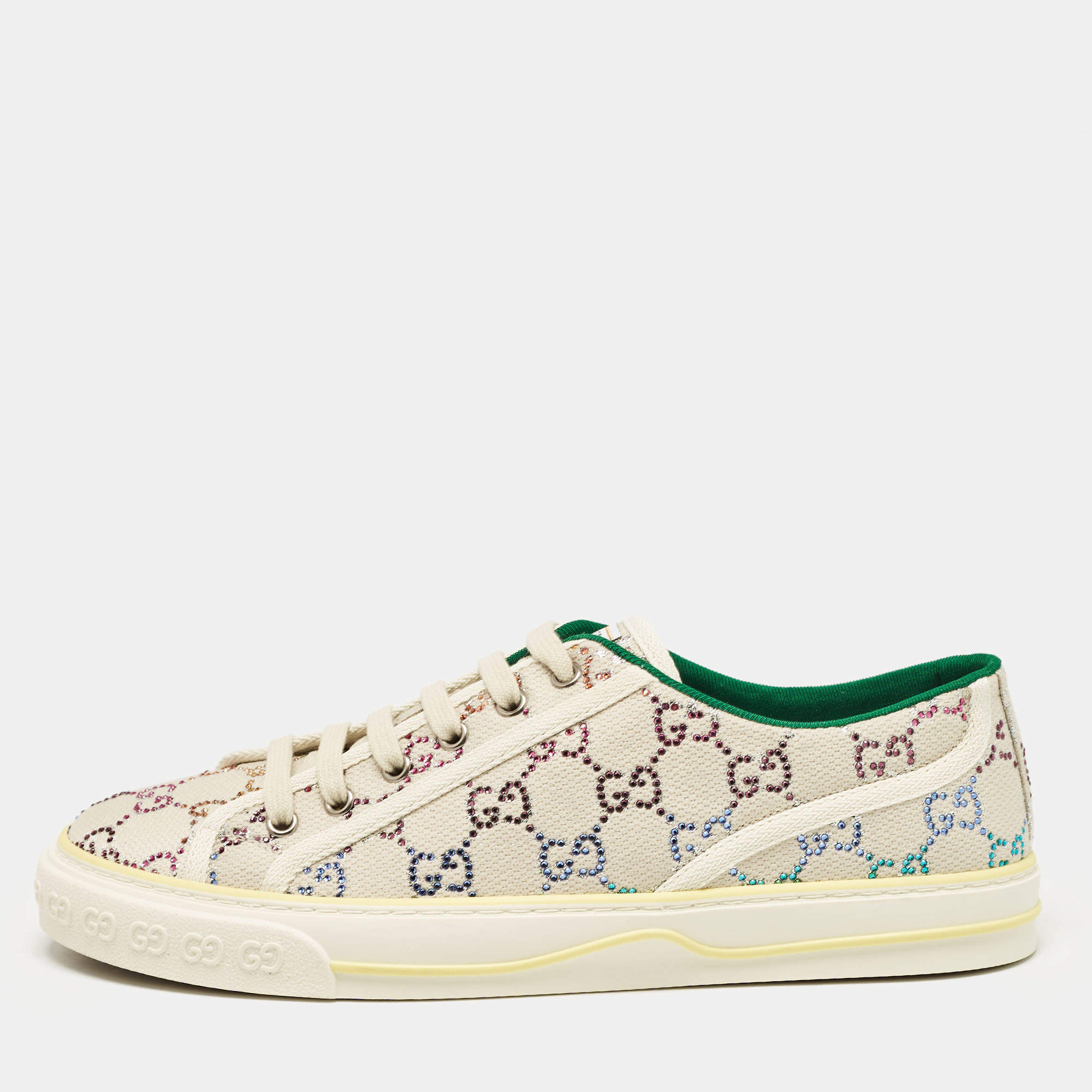 Gucci Multicolor Crystal GG Canvas Tennis 1977 Sneakers Size 42