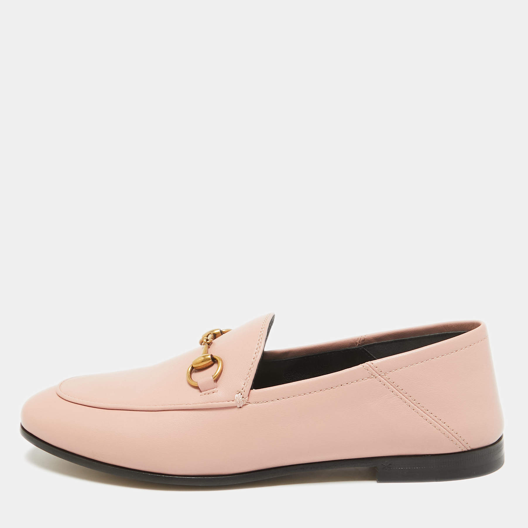 Gucci Pink Leather Brixton Loafers Size 37