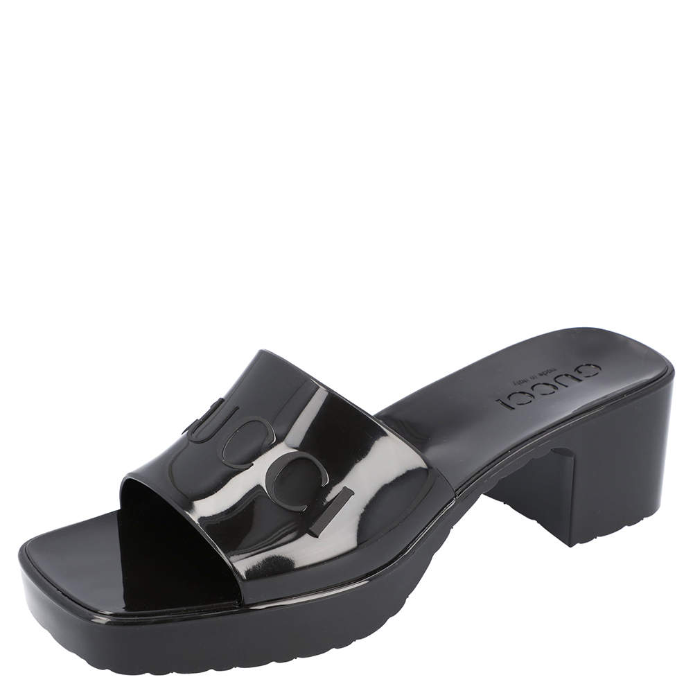 gucci black rubber slides