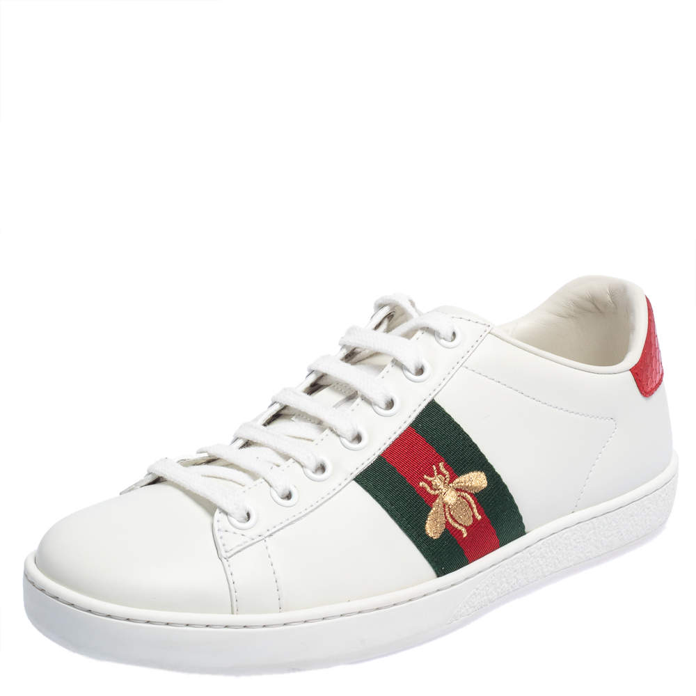 Pre Owned Gucci White Leather Ace Low Top Sneakers Size 37