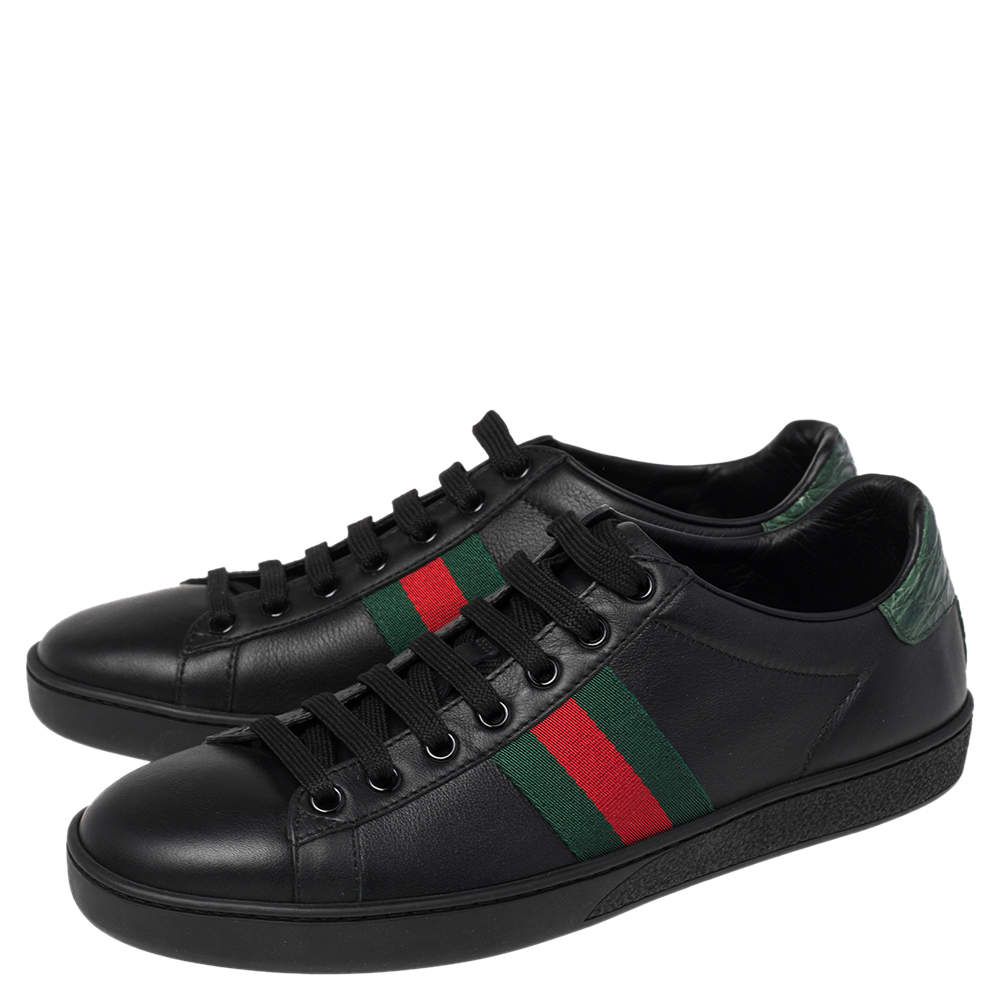 Gucci, Shoes, Gucci Ace Sneakers Black Green Croc Trim Eu365