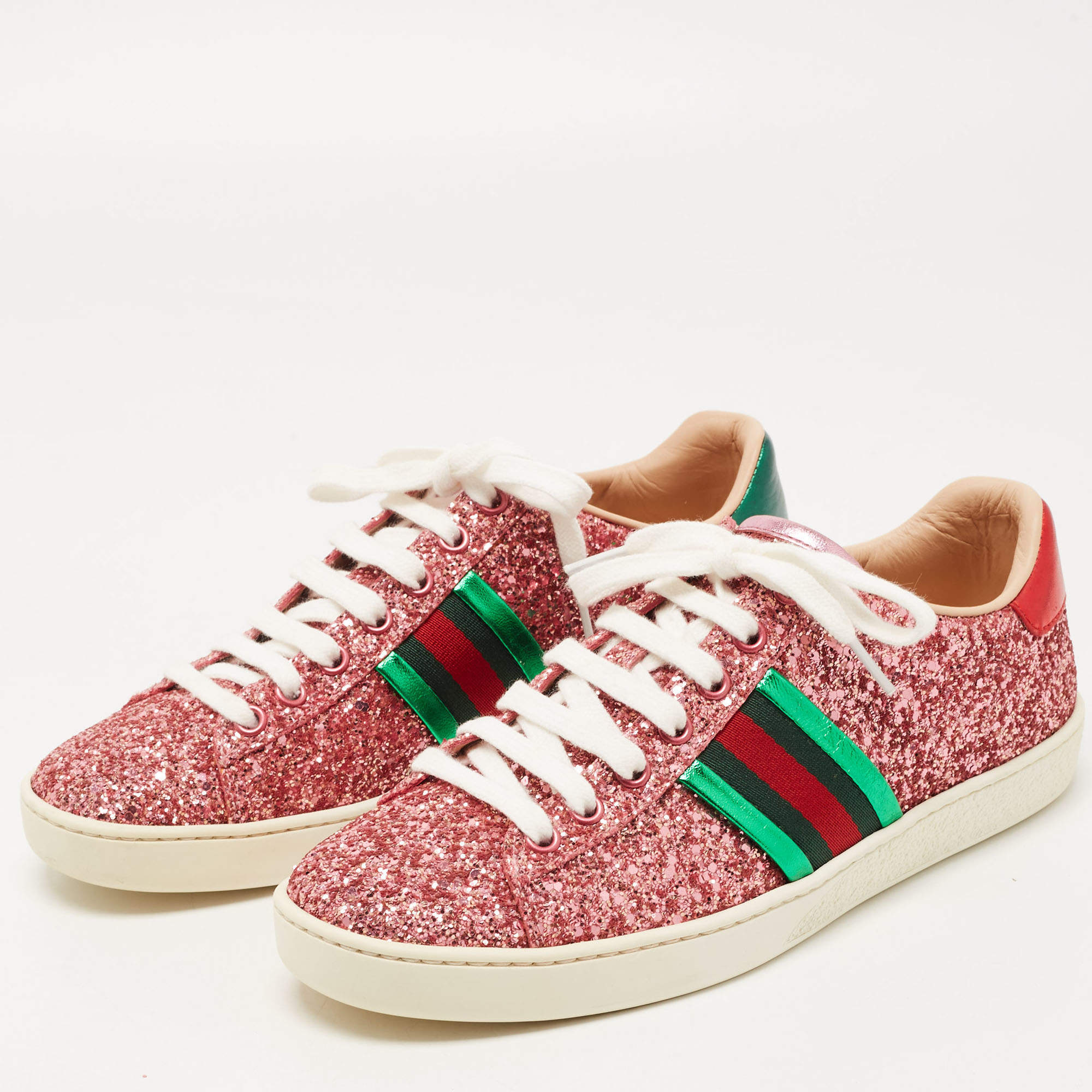 Pink gucci clearance glitter sneakers