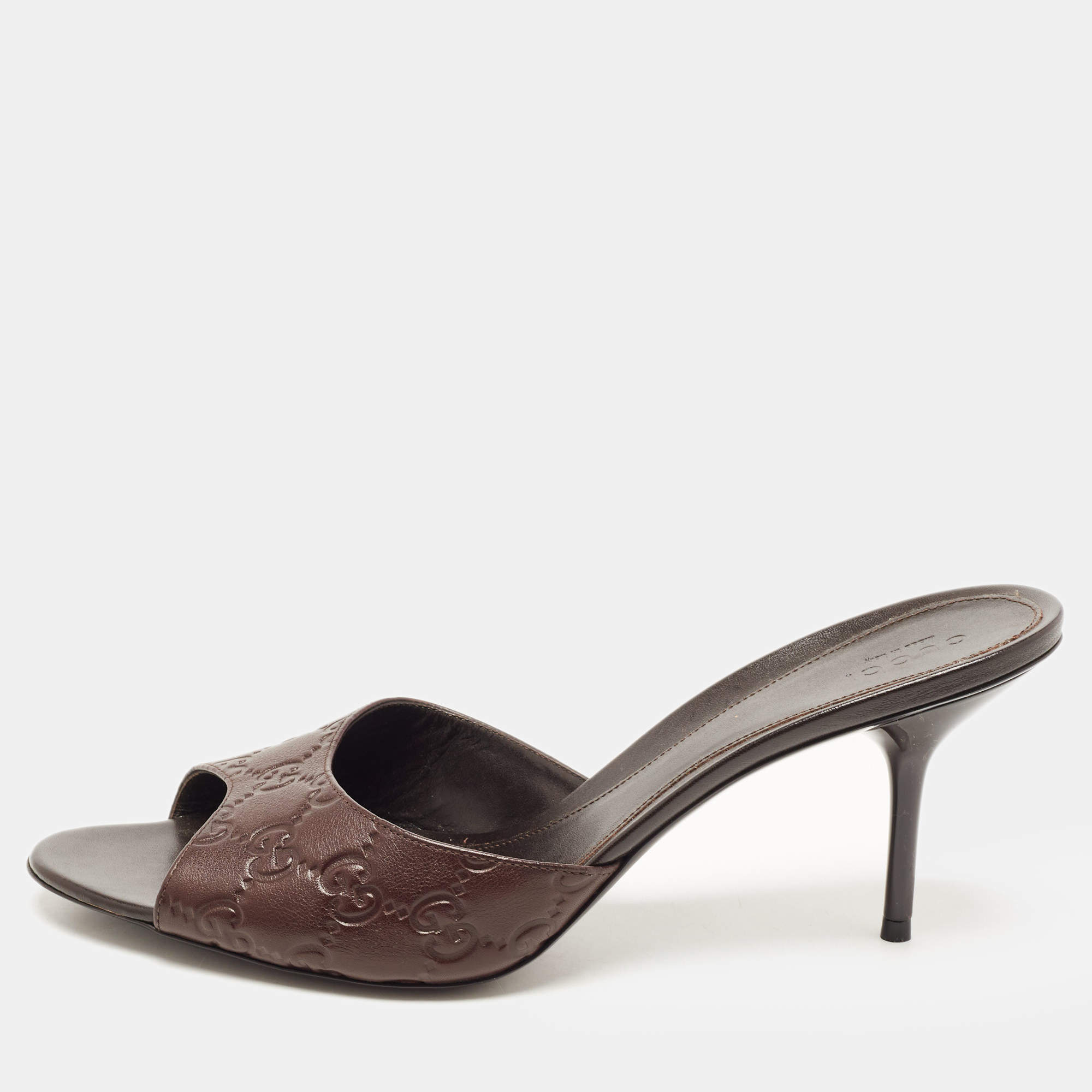 مملوكة مسبقًا Gucci Brown Guccissima Leather Slide Sandals Size 40