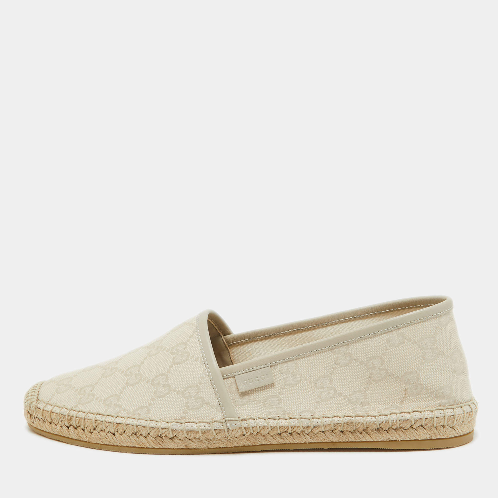 Gucci Cream GG Canvas Espadrille Flats Size 40.5