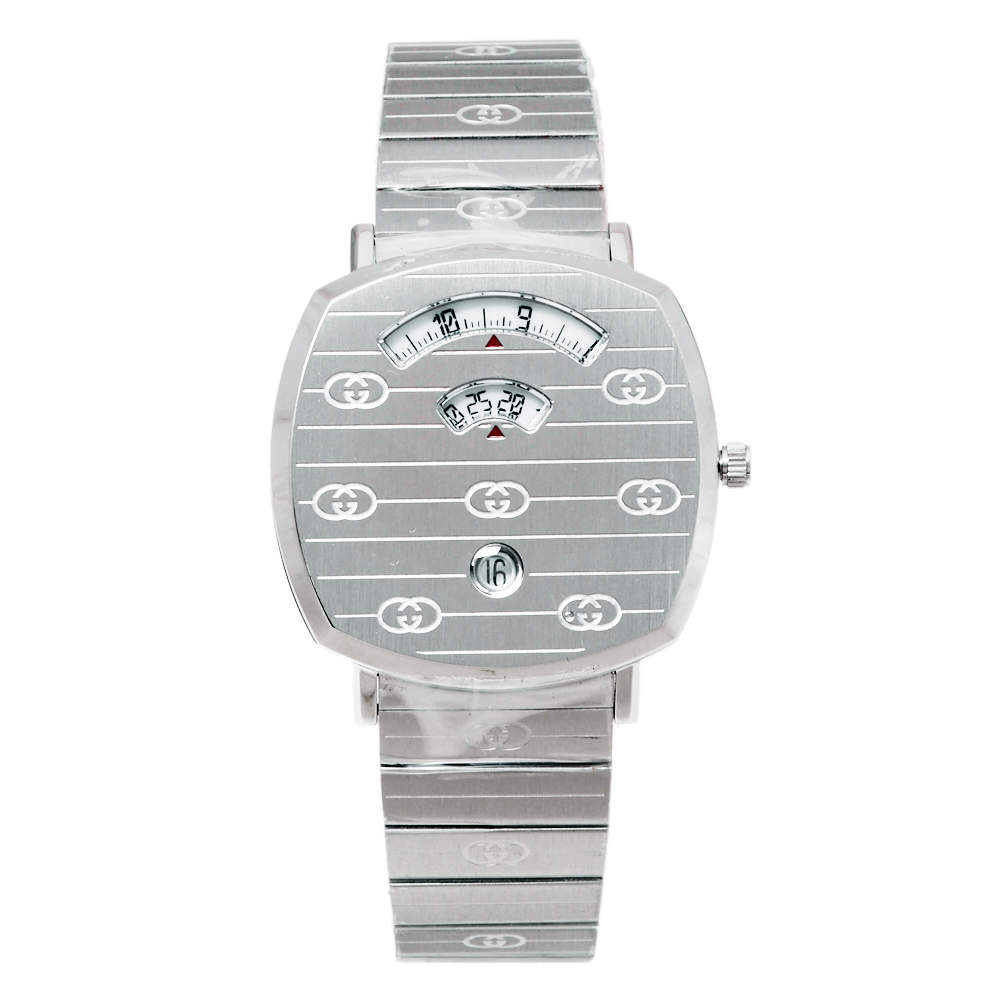 Pre Owned Gucci Silver Stainless Steel Grip YA157410 Women's Wristwatch 38 mm