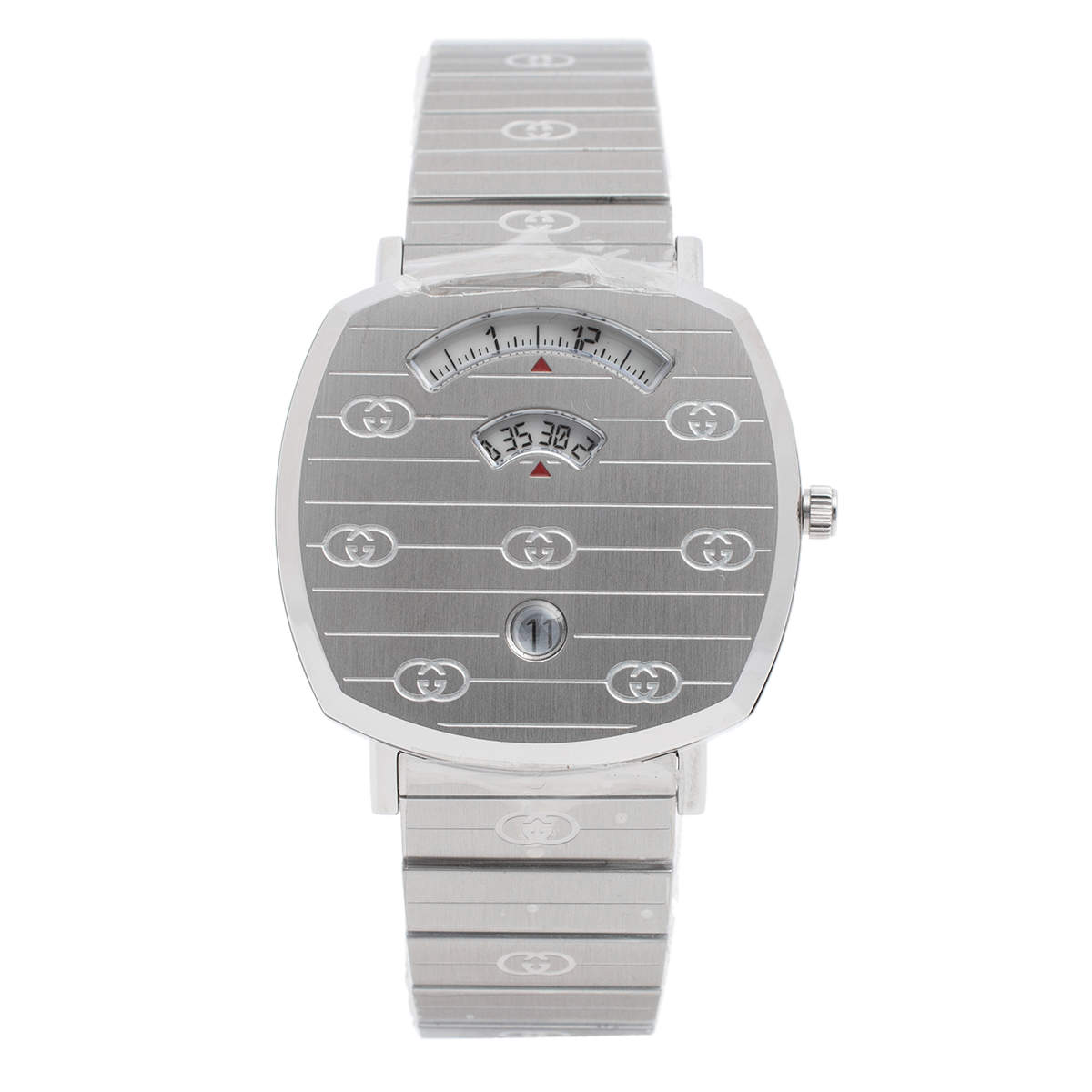Pre Owned Gucci Silver Stainless Steel Grip YA157410 Women's Wristwatch 38 mm