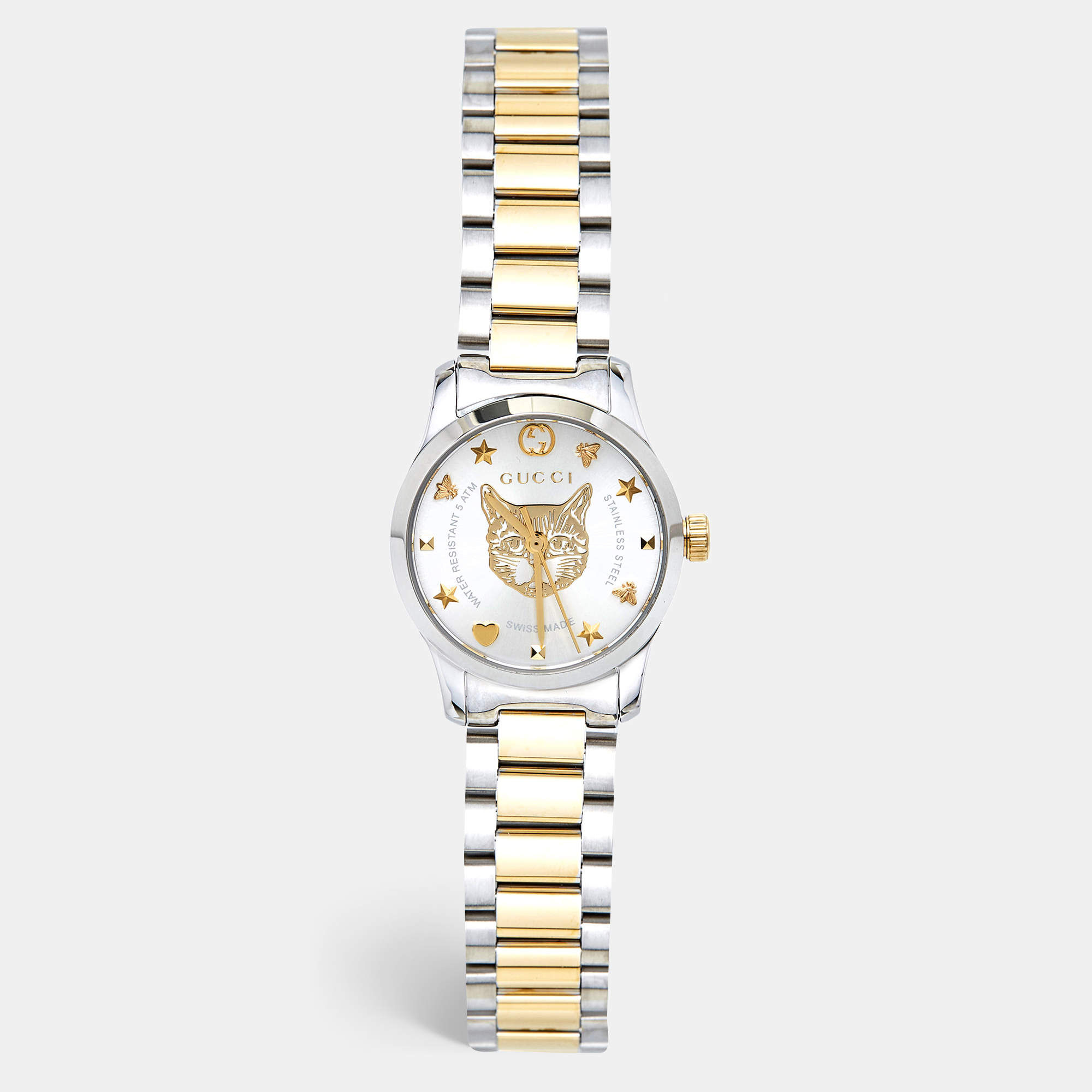 Pre Owned Gucci Silver Stainless Steel G-Timeless YA126596 Women's Wristwatch 27 mm
