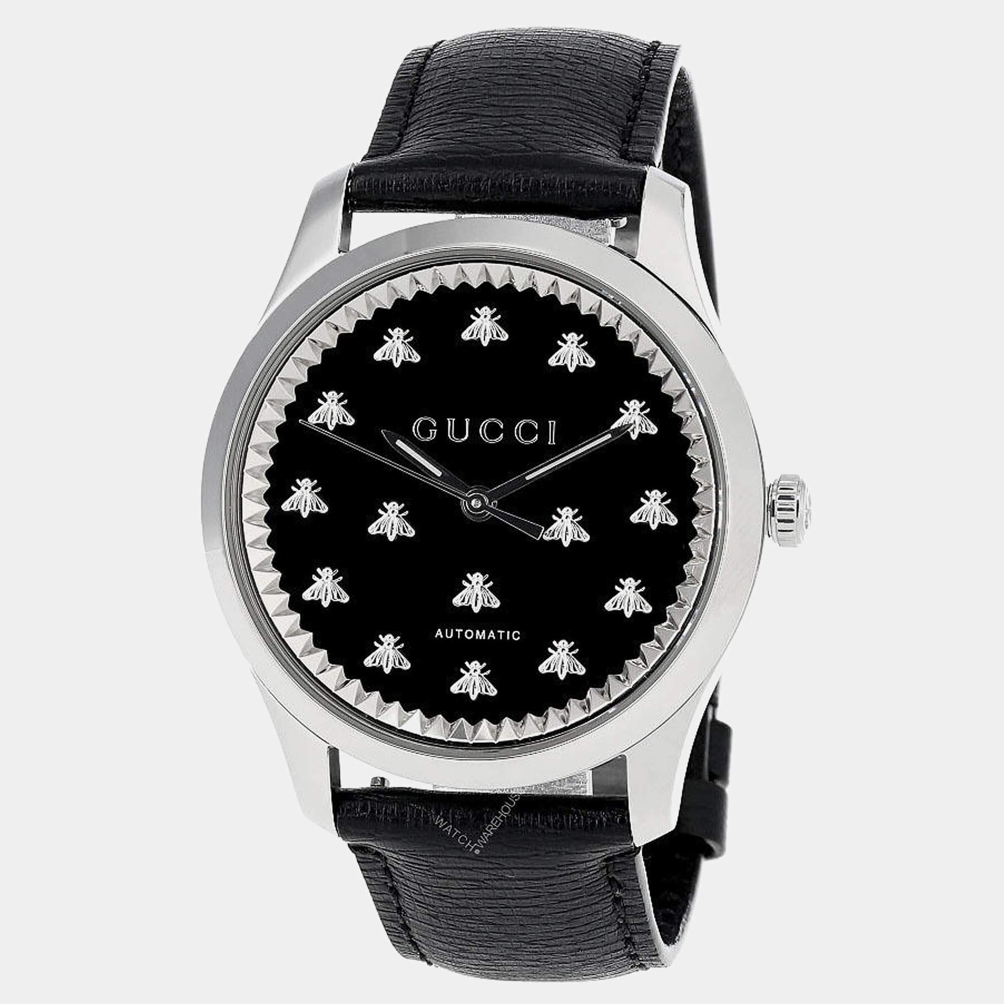 GUCCI G-Timeless  AUTO Black Onyx Stone Dial Men's Watch YA126286 42 mm