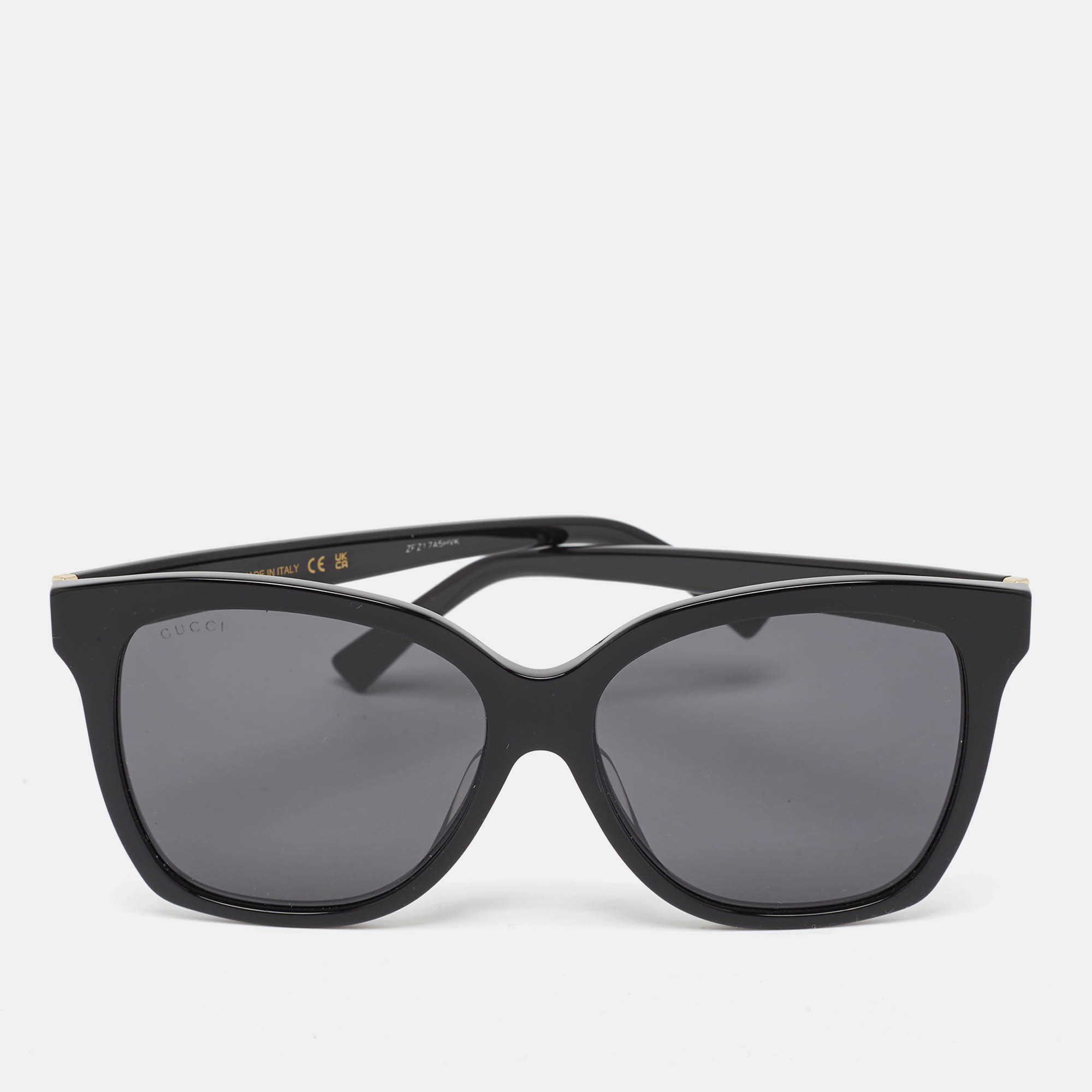 Pre Owned نظارة شمسية غوتشي GG0459SA ويب سوداء مربعة