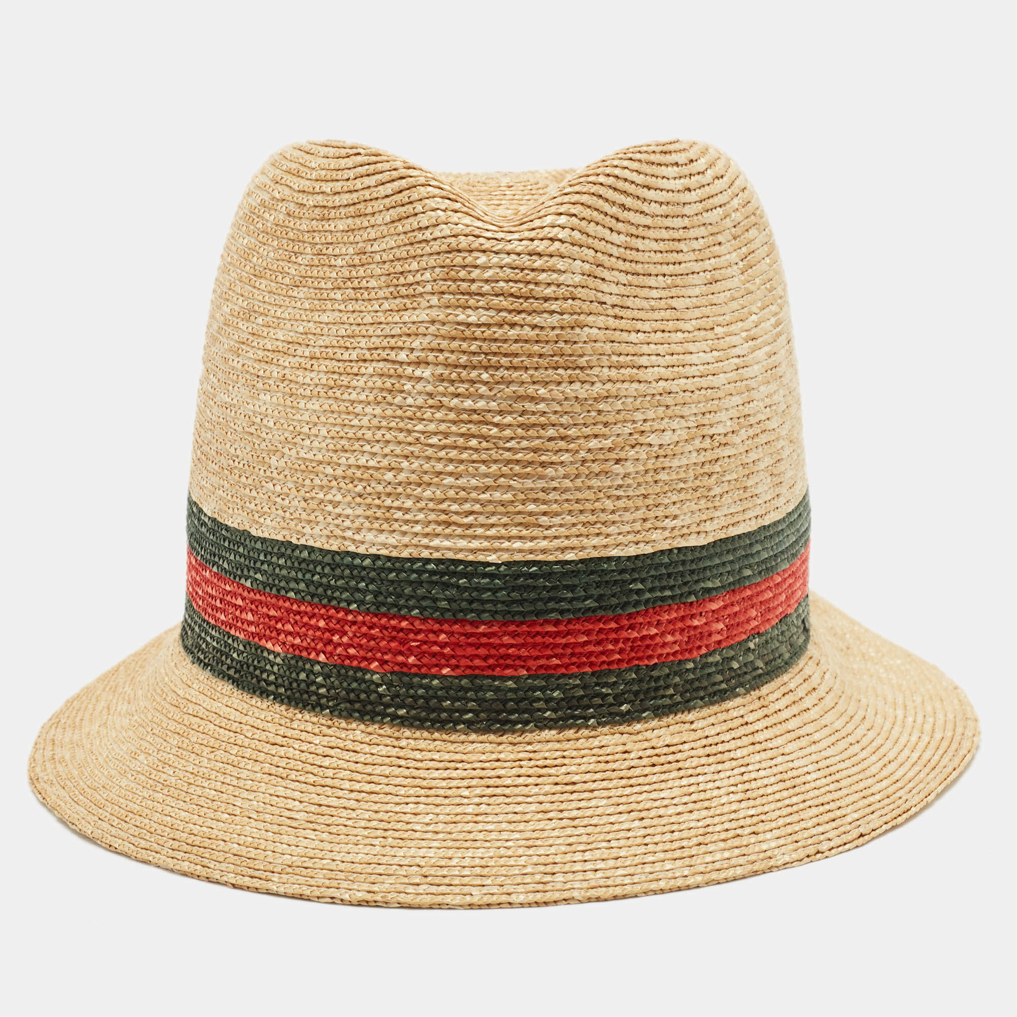 Gucci Brown Printed Straw Hat M