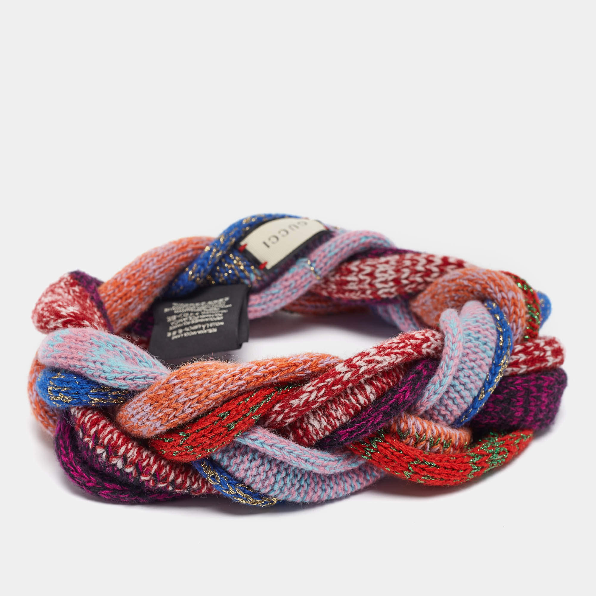 Pre Owned Gucci Multicolor Lurex Knit Braided Headband M