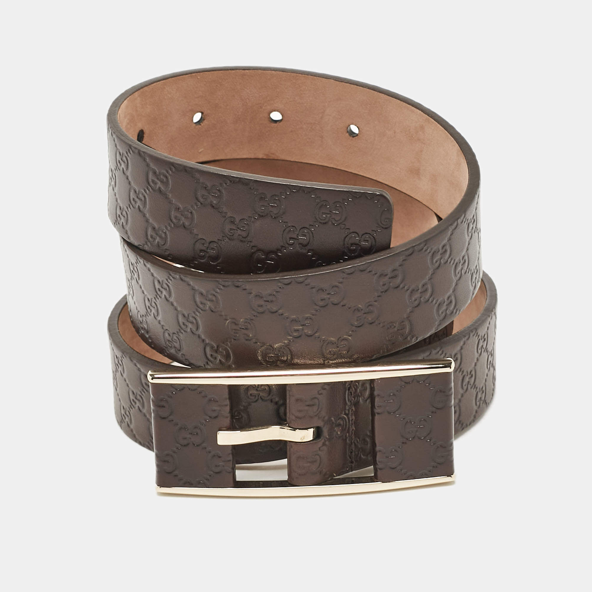 Pre Owned Gucci Brown Micoguccissima Leather Buckle Belt 85CM