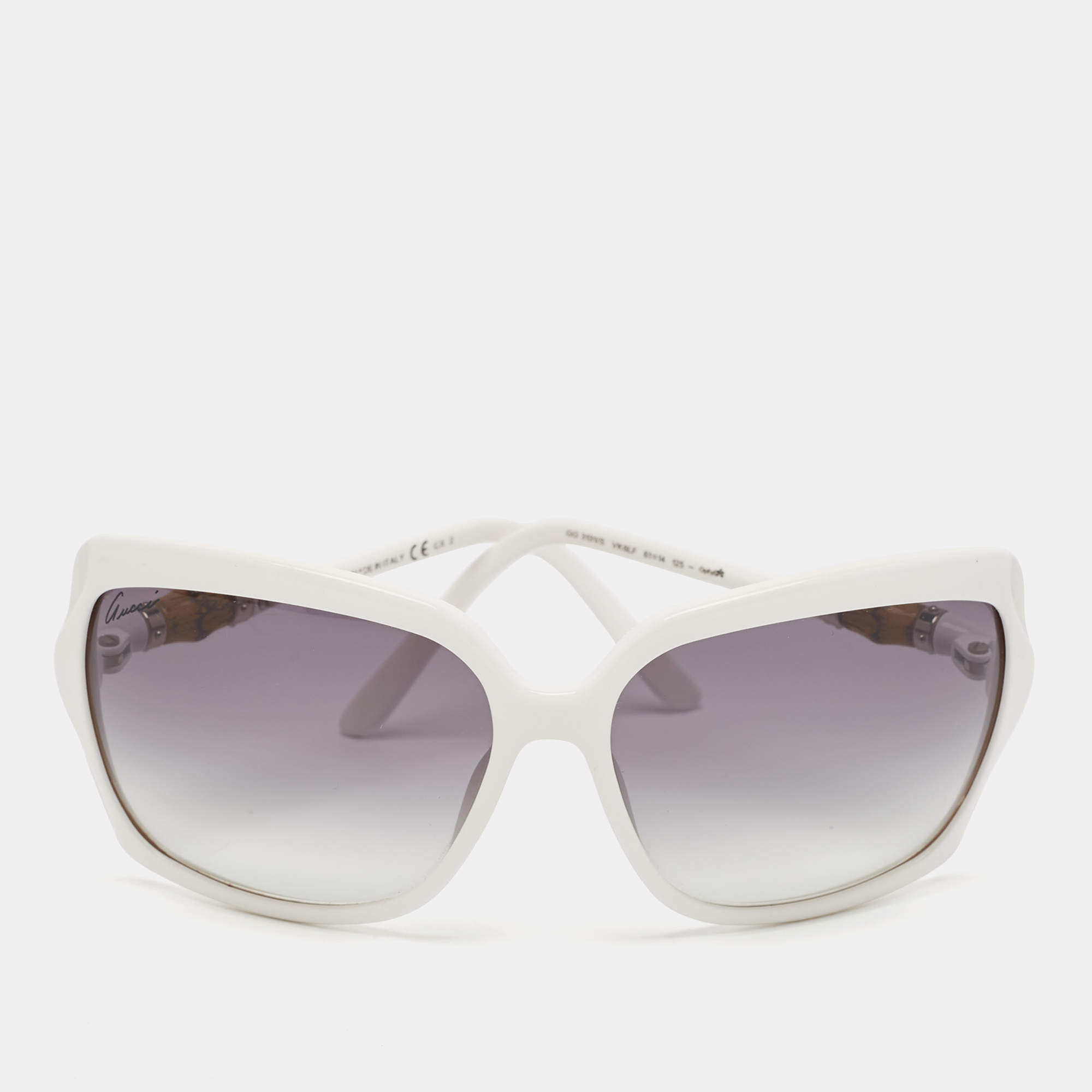 Gucci White/Black Gradient GG 3131/S Bamboo Oversized Sunglasses
