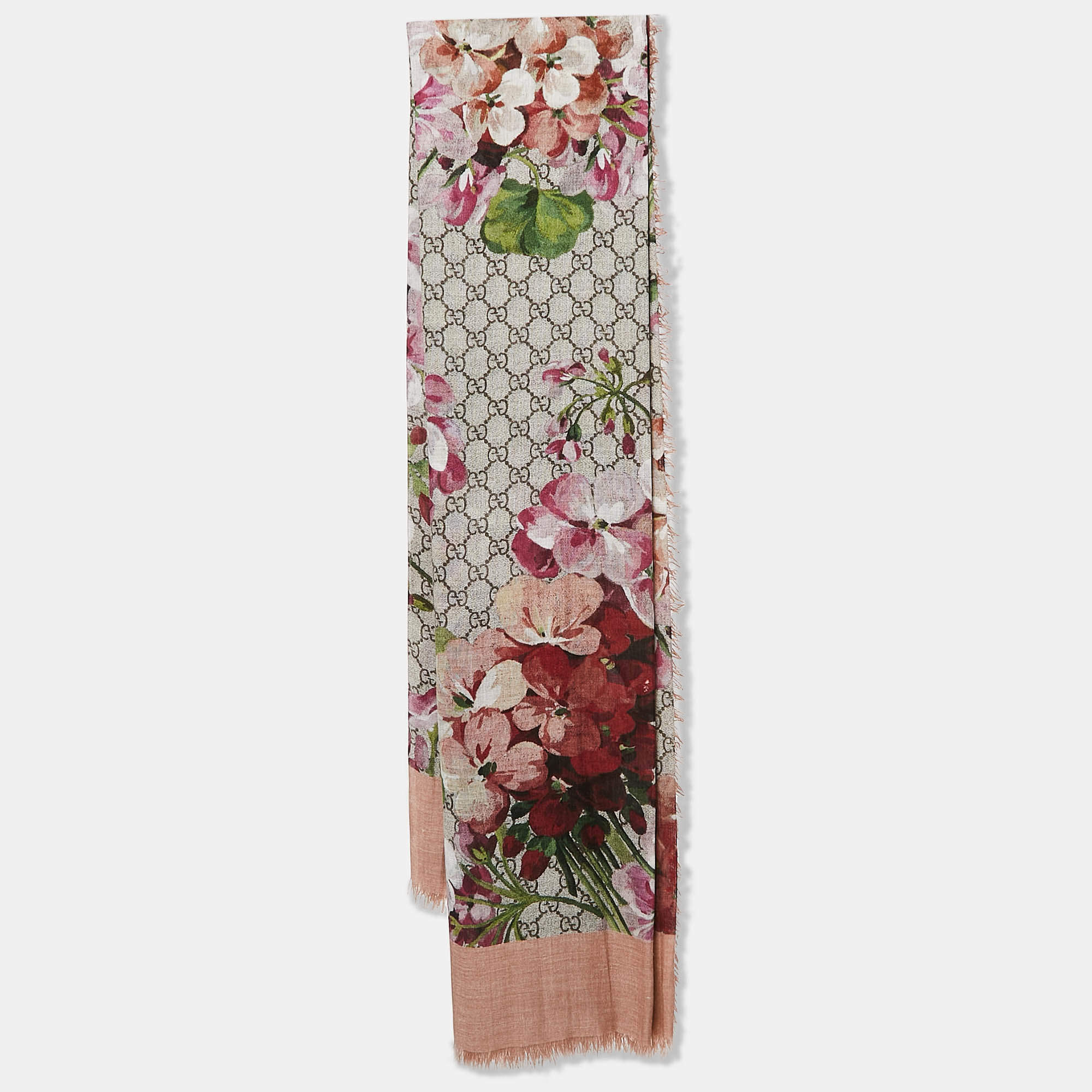 Gucci Multicolor GG Blooms Print Silk Blend Square Scarf 