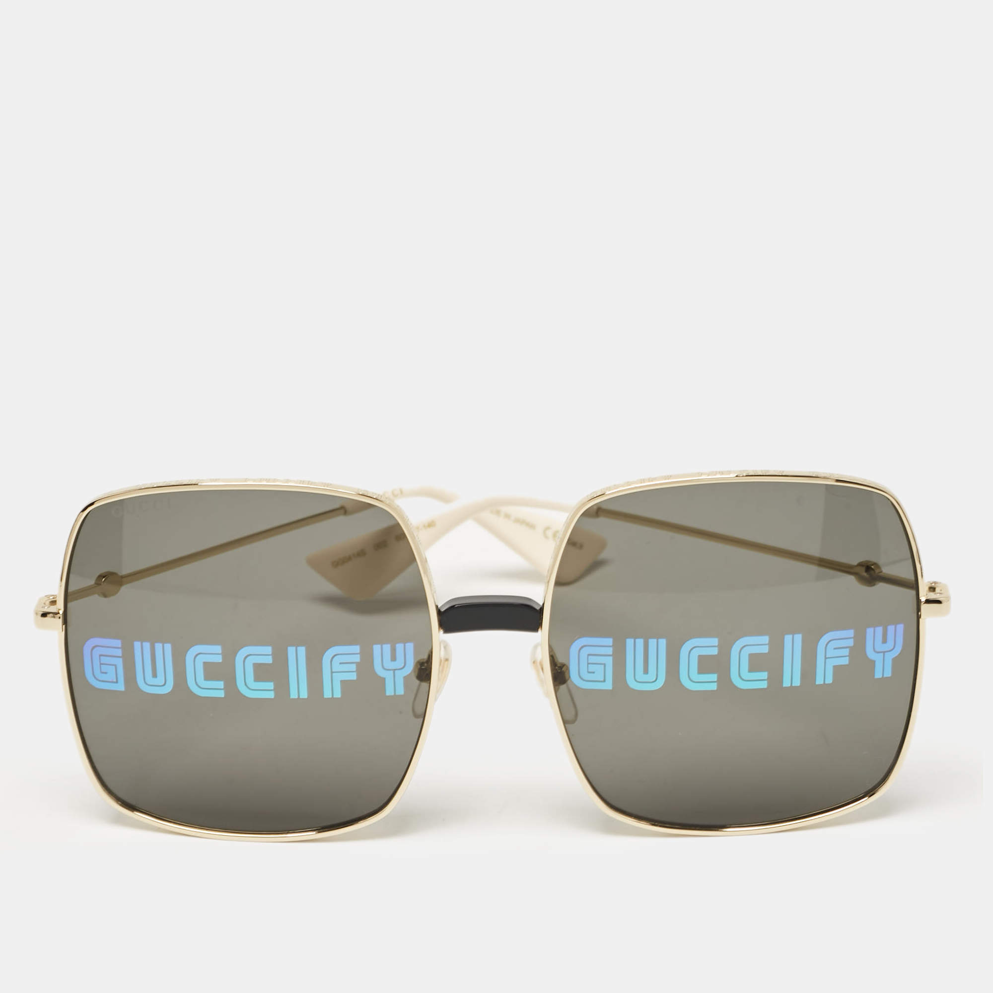 Gucci Black/Gold Tone GG0414S Guccify Square Sunglasses