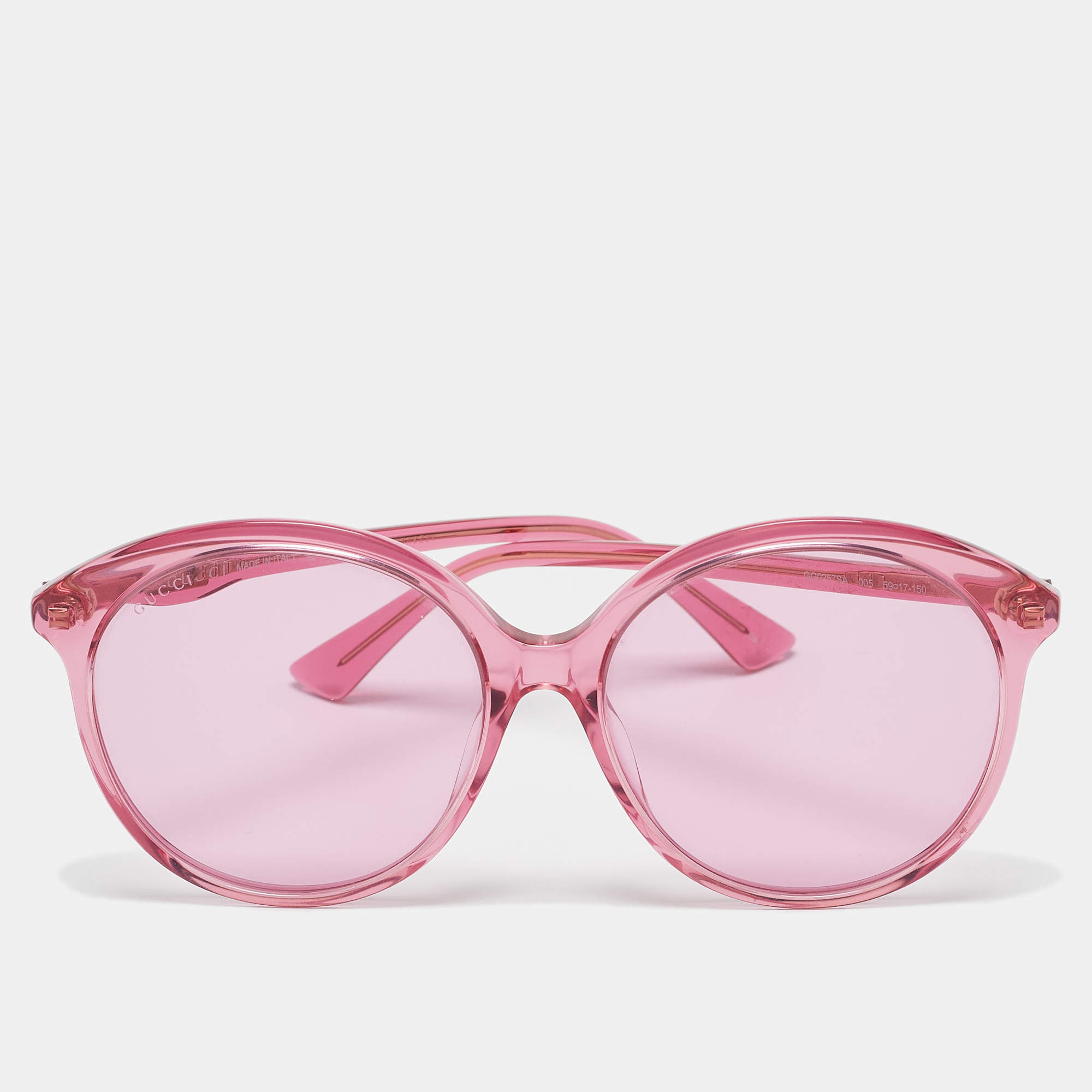 Pre Owned Gucci Pink GG0257SA Oversized Round Sunglasses