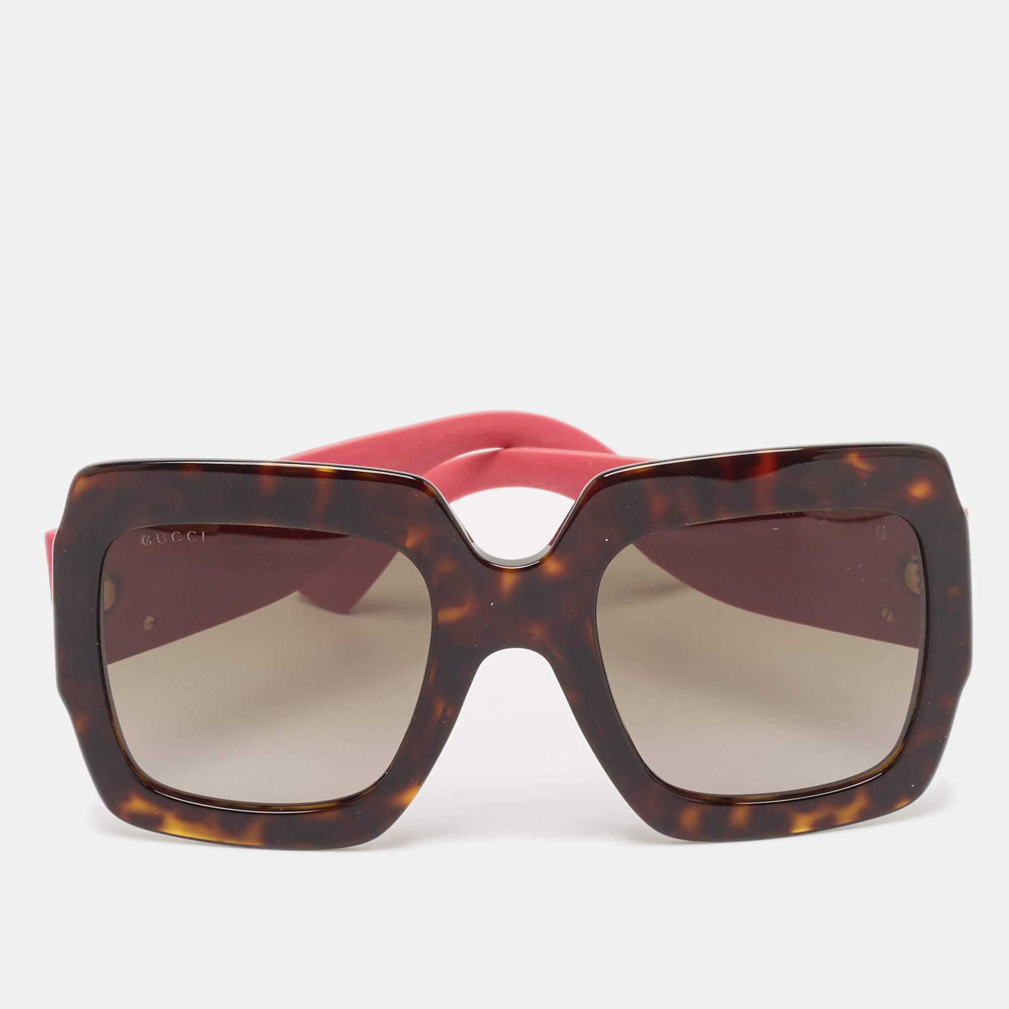 Pre Owned Gucci Brown/Pink Gradient GG102S Square Sunglasses