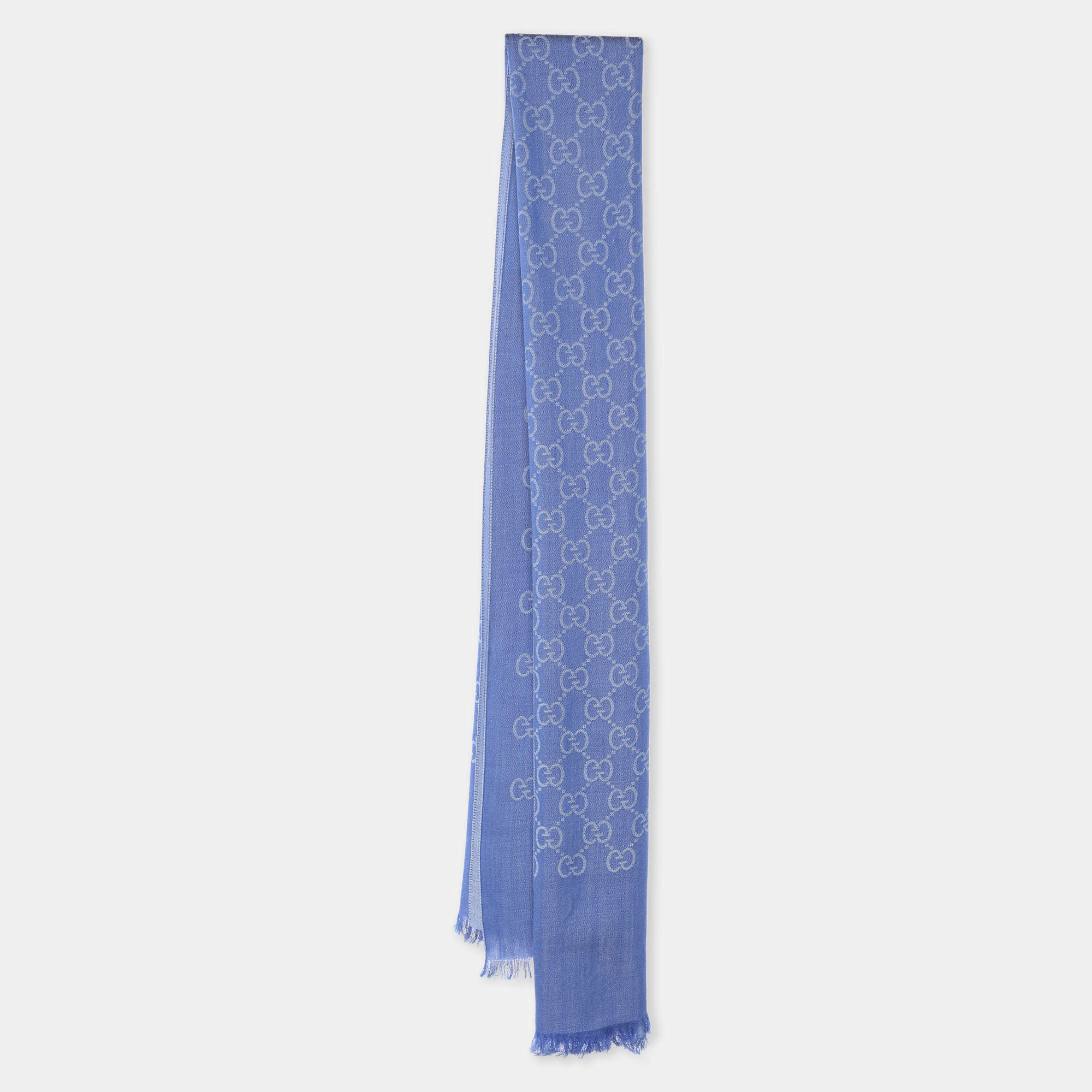 Pre Owned Gucci Blue GG Wool Scarf