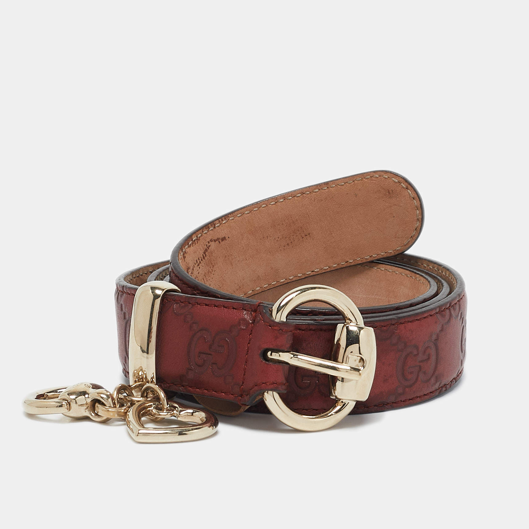 Gucci Maroon Guccissima Leather Buckle Belt 90CM