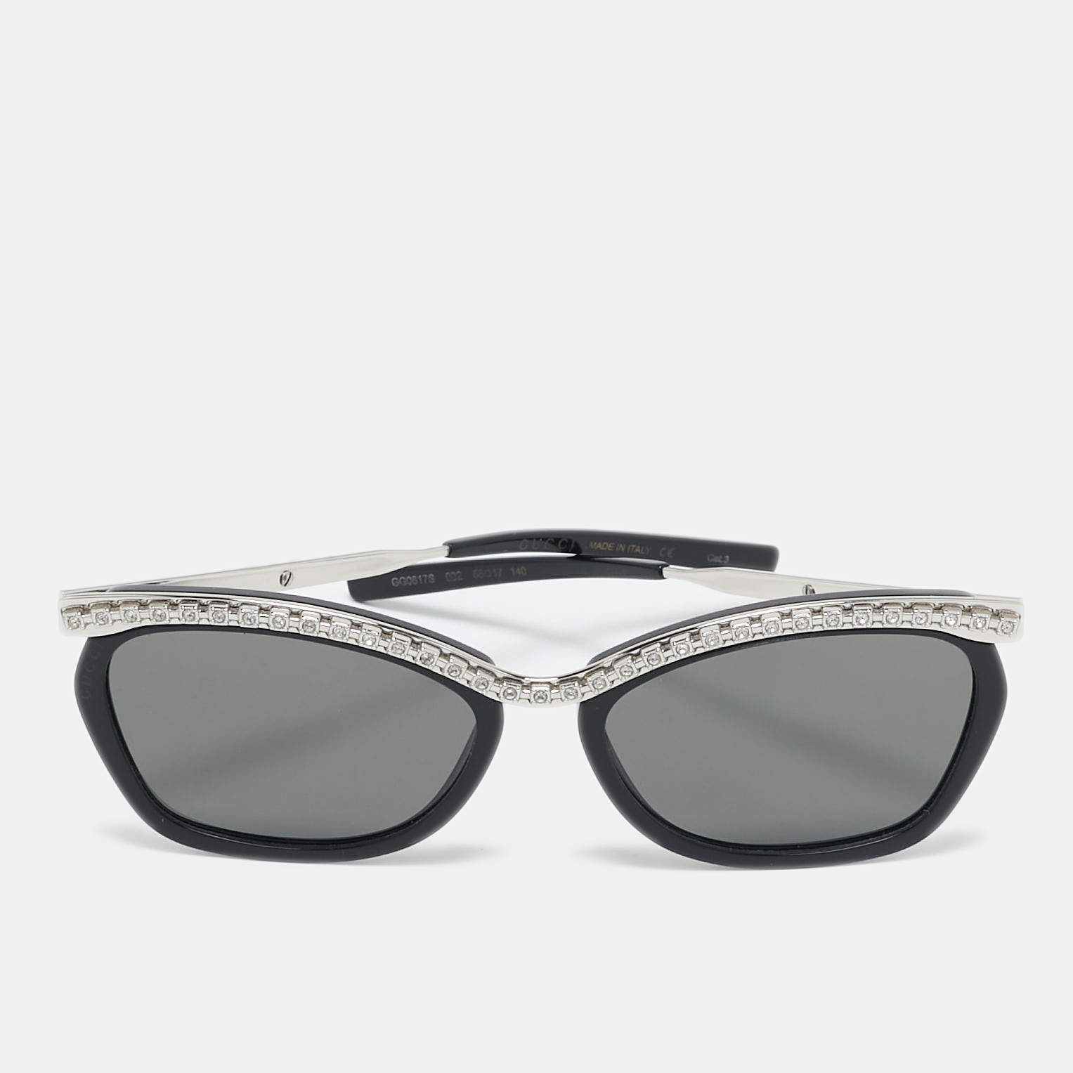 Gucci Black/Silver GG0617S GG Crystals Cat Eye Sunglasses