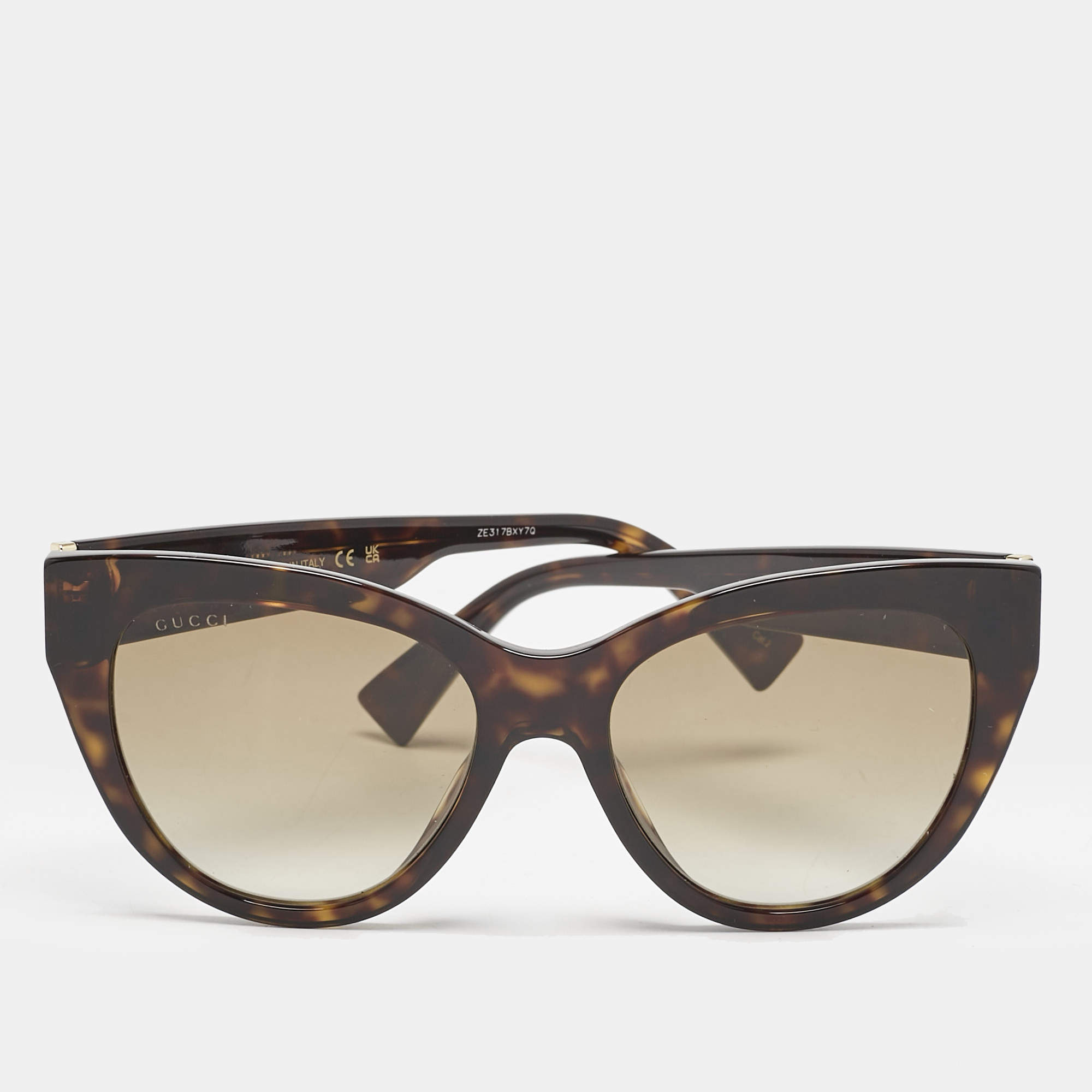 Gucci Tortoise Brown Gradient GG0460S Web Cat Eye Sunglasses