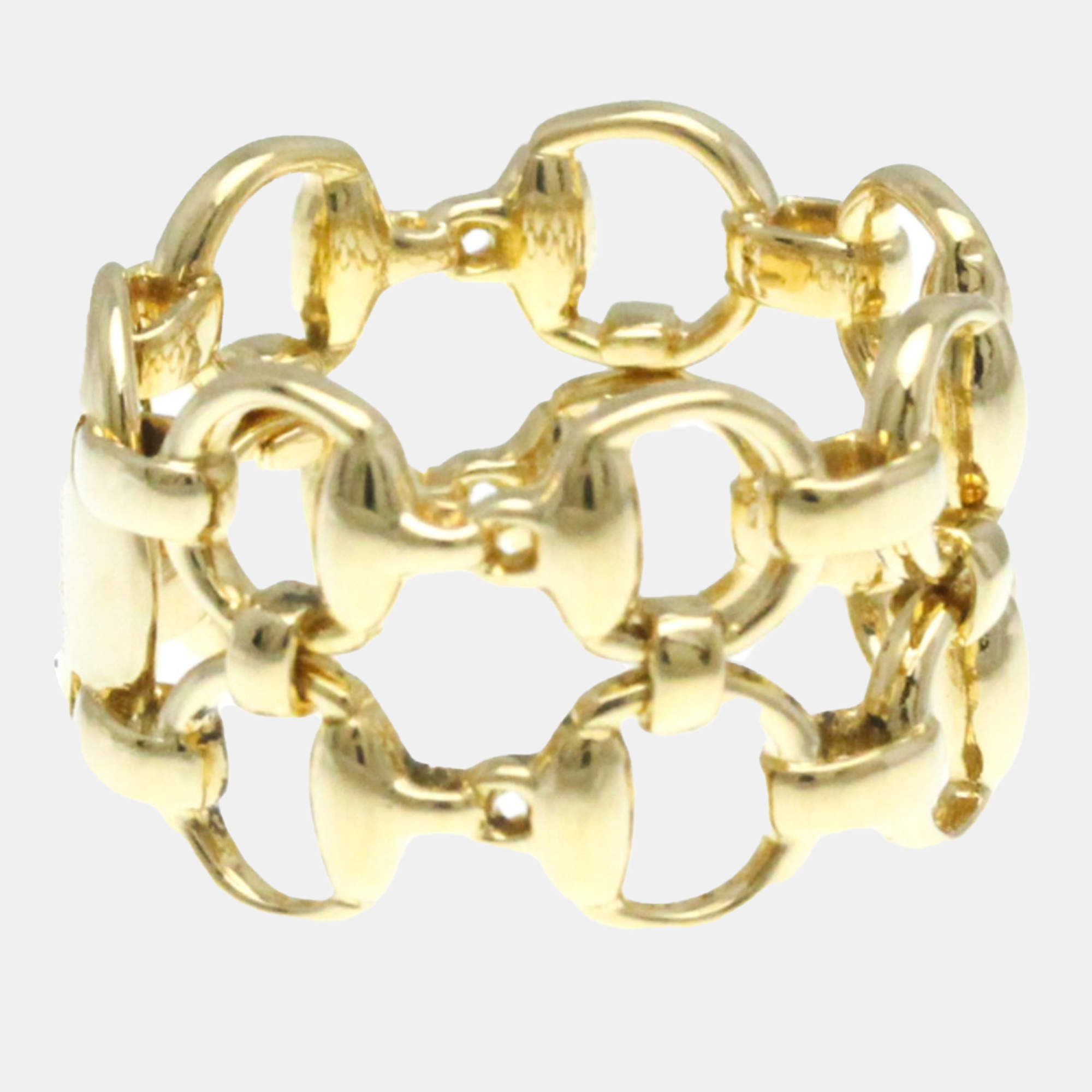 Gucci 18K Yellow Gold Horsebit Band Ring EU 53
